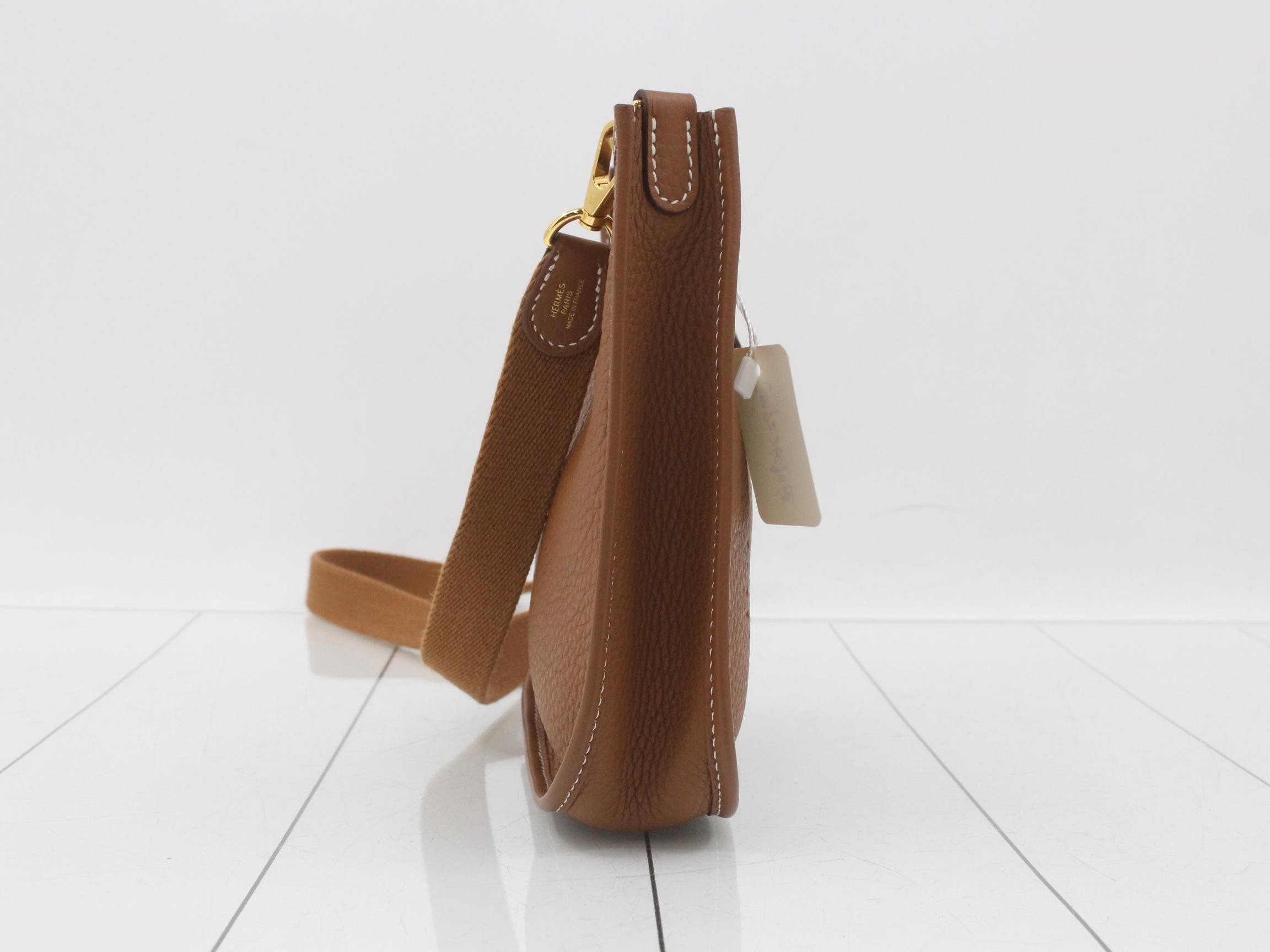 Evelyn TPM Leather Shoulder Bag, W Stamp, Brown — view 4