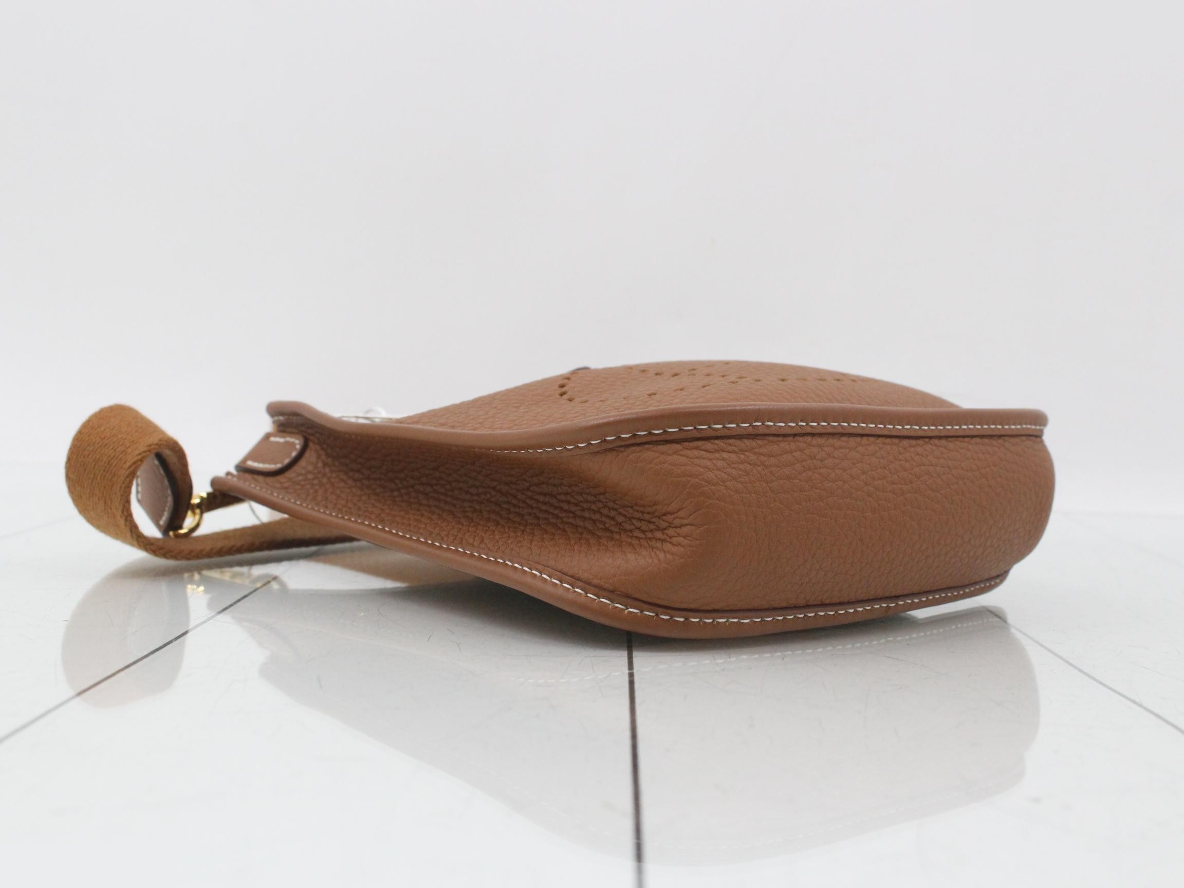 Evelyn TPM Leather Shoulder Bag, W Stamp, Brown — view 5
