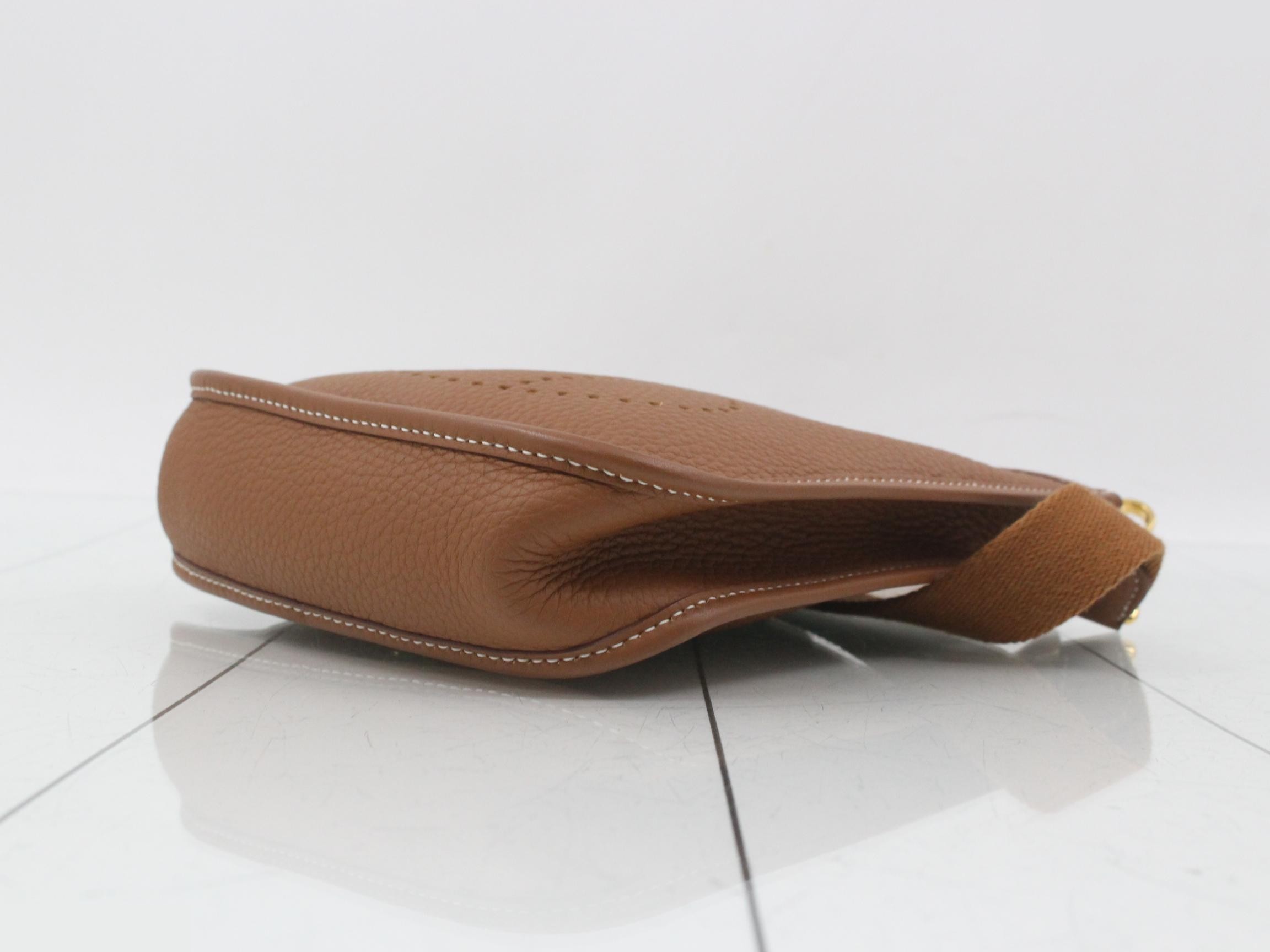 Evelyn TPM Leather Shoulder Bag, W Stamp, Brown — view 6