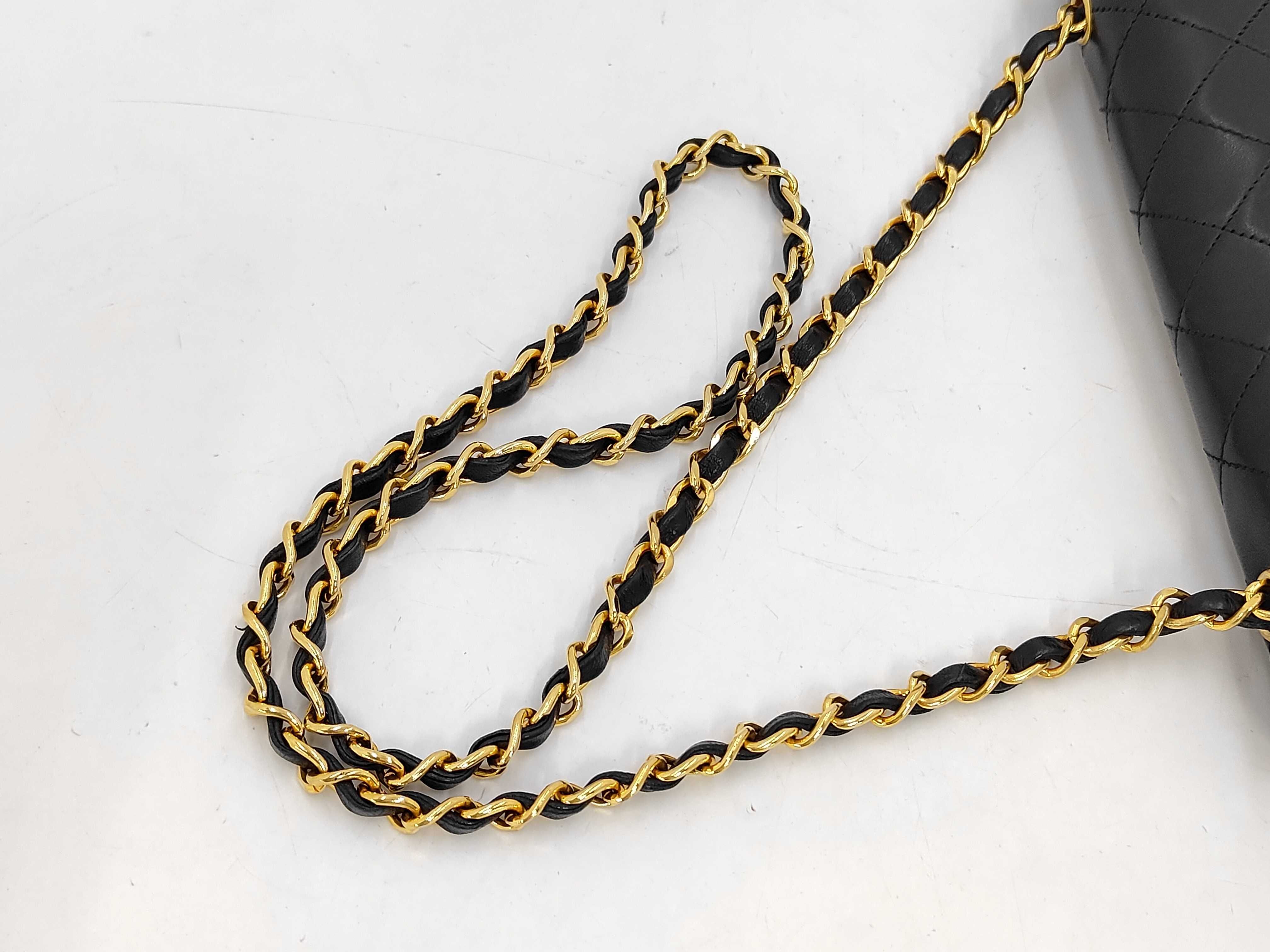 Matelassé Chain Lambskin Black Shoulder Bag with GP Hardware — view 5