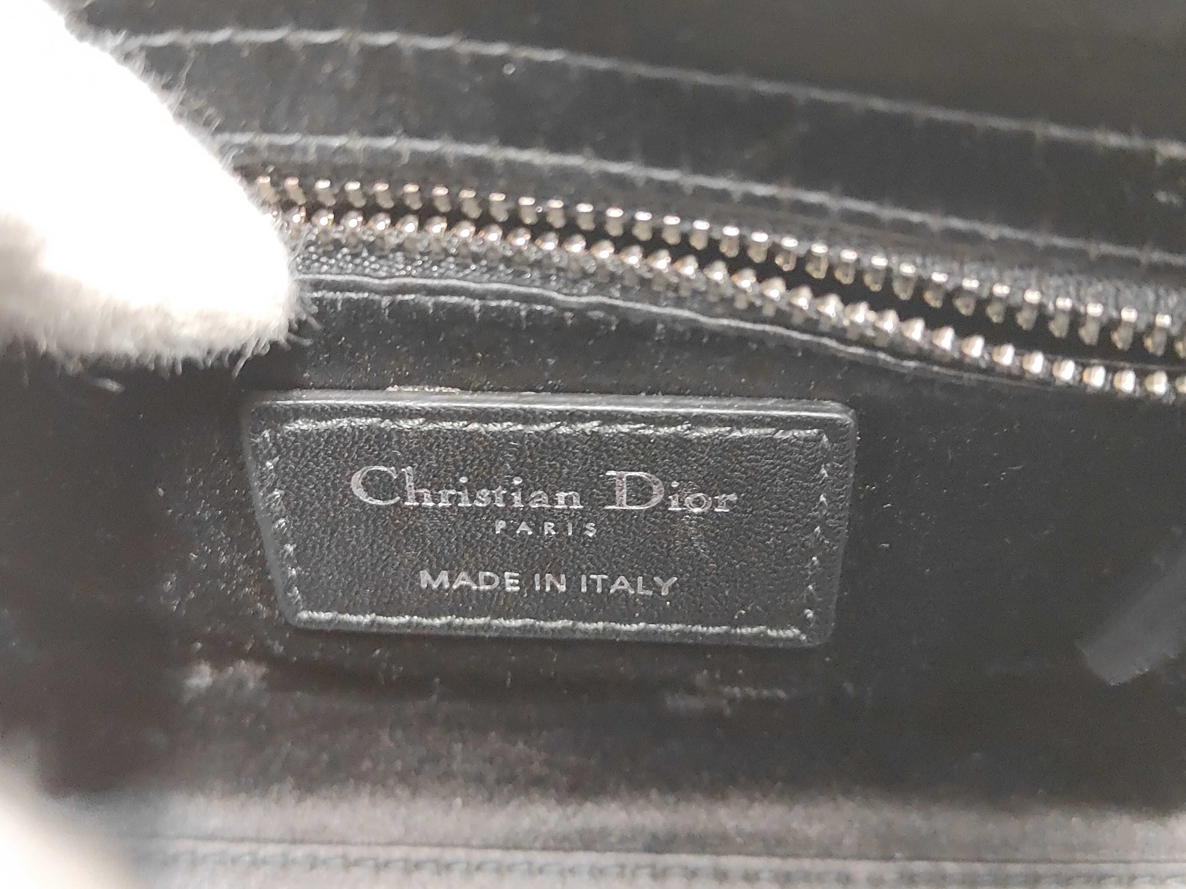 Christian Lady Dior Satin x Rhinestone 2-way Handbag Shoulder Bag Black Handbag — view 7