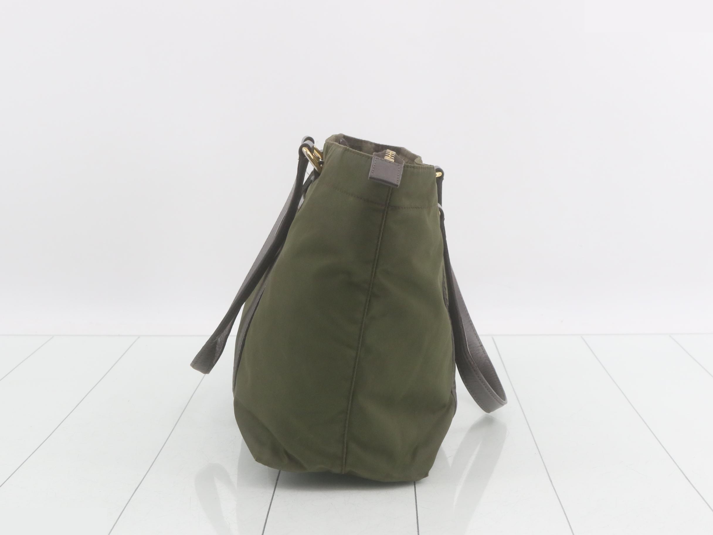 Triangle Logo Nylon Leather Tote Bag — view 3
