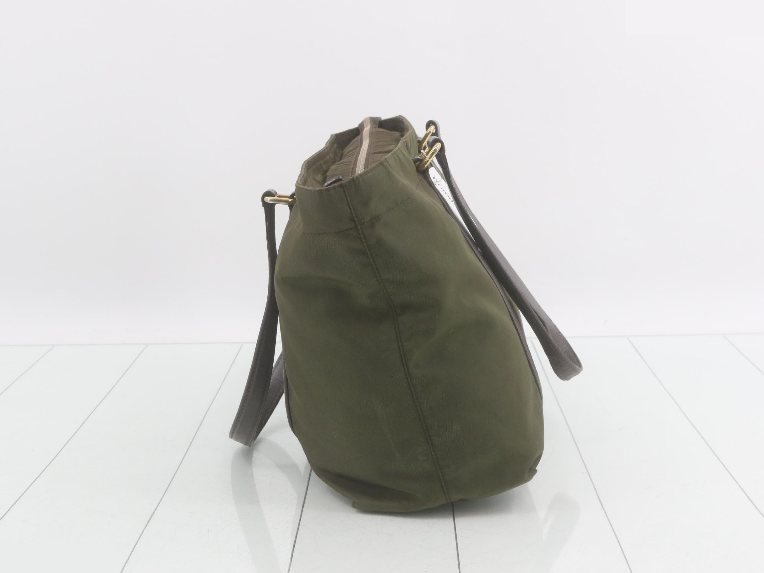 Triangle Logo Nylon Leather Tote Bag — view 4