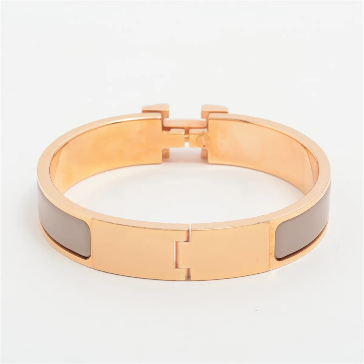 Click H Fan FI0261 Bangle, GP Gold x Marron Glacé. Shows signs of wear including — view 2