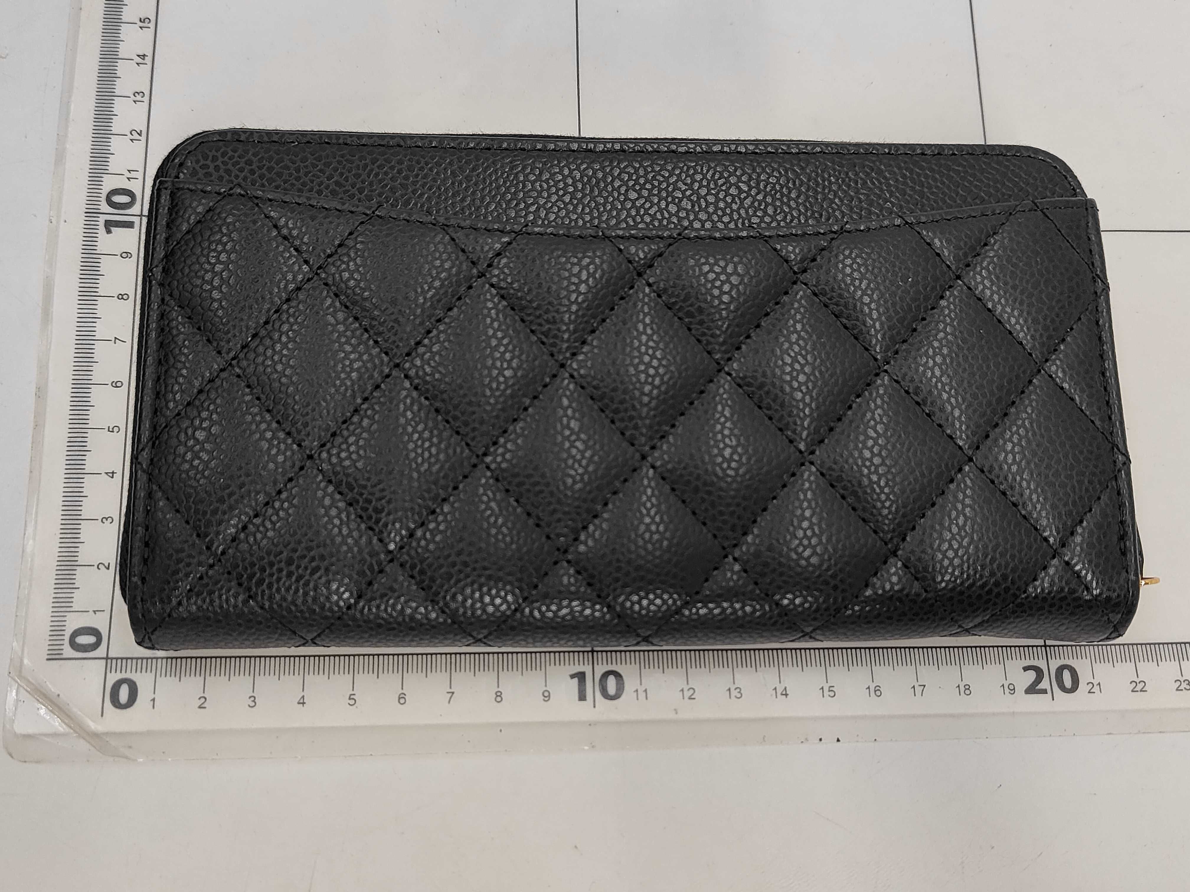 Matelassé Caviar Skin Round Zip Wallet, Black with Gold Hardware (Random Selection) Accessories: Dust bag, Box, Wallet — view 2