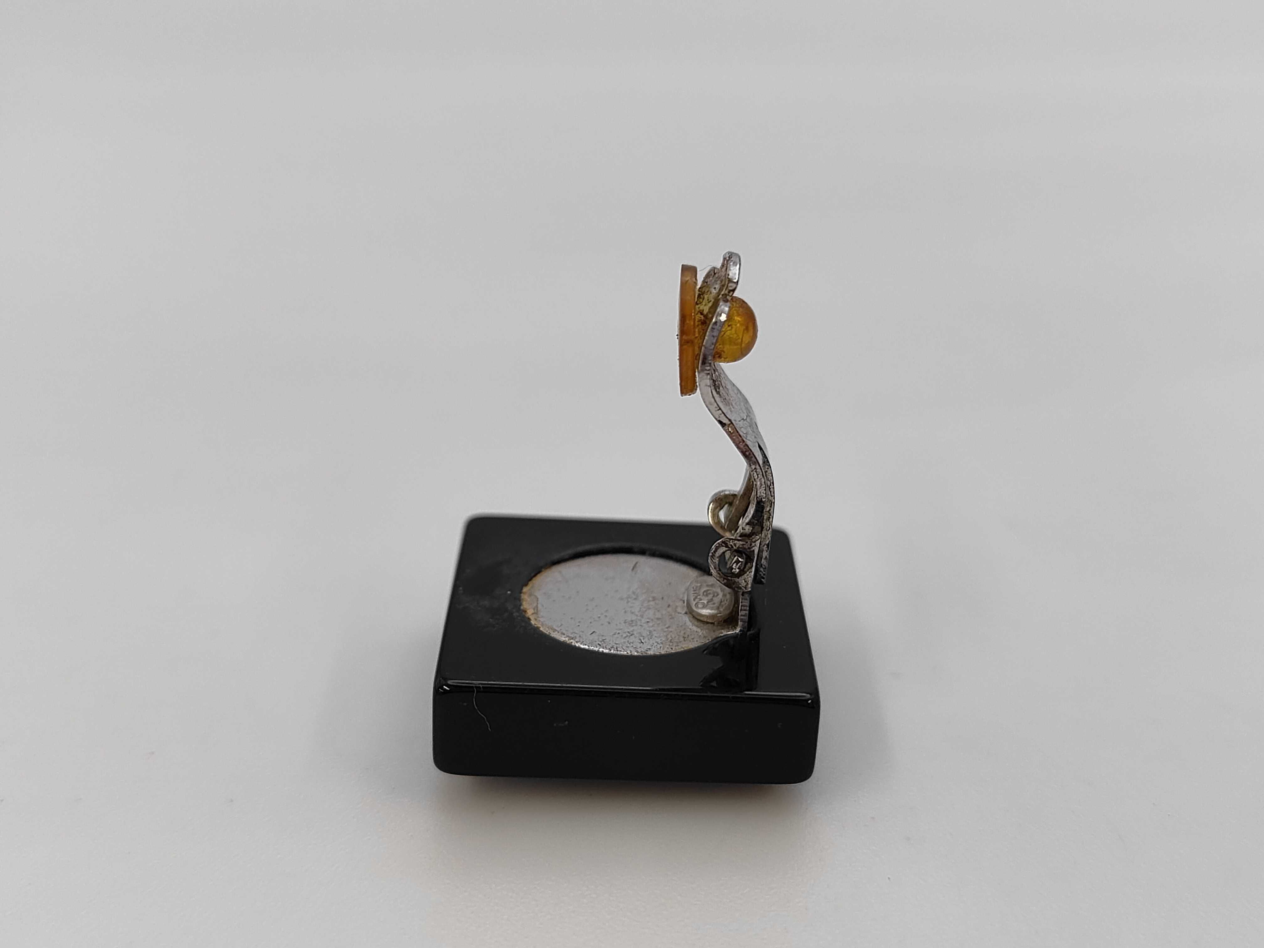 Square Heart Rhinestone Black Yellow Gold Earrings — view 4