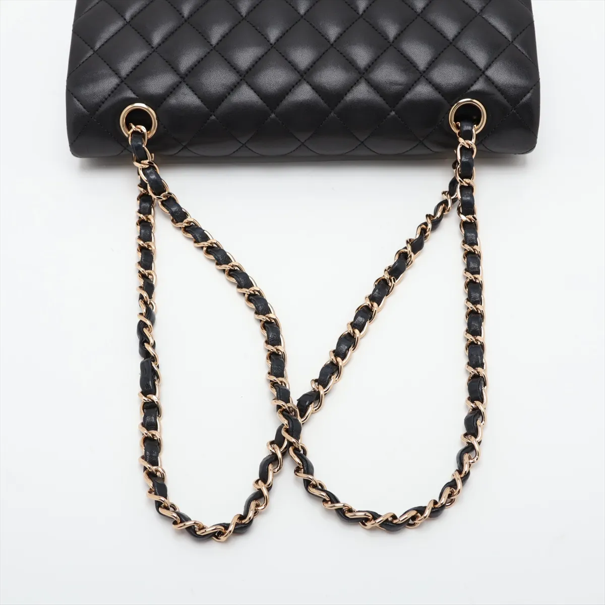 [Individually packaged] Chanel Matelassé 25 Lambskin Double Flap Double Chain Bag, Black with Gold Hardware, 14425099, Series 14, A01112 — view 5
