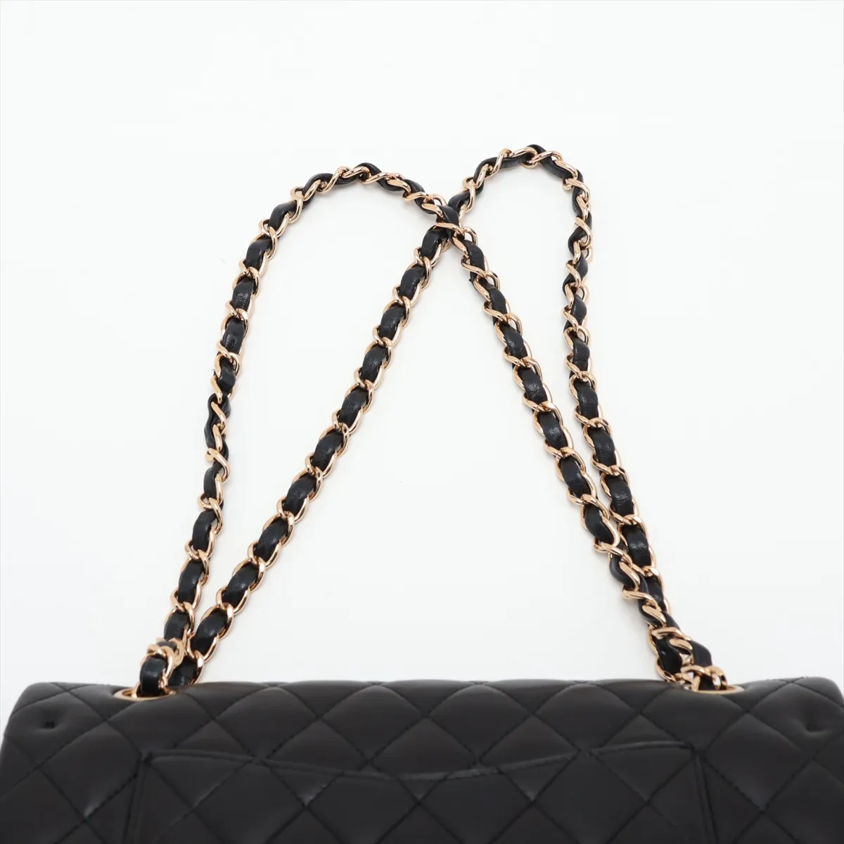 [Individually packaged] Chanel Matelassé 25 Lambskin Double Flap Double Chain Bag, Black with Gold Hardware, 14425099, Series 14, A01112 — view 6