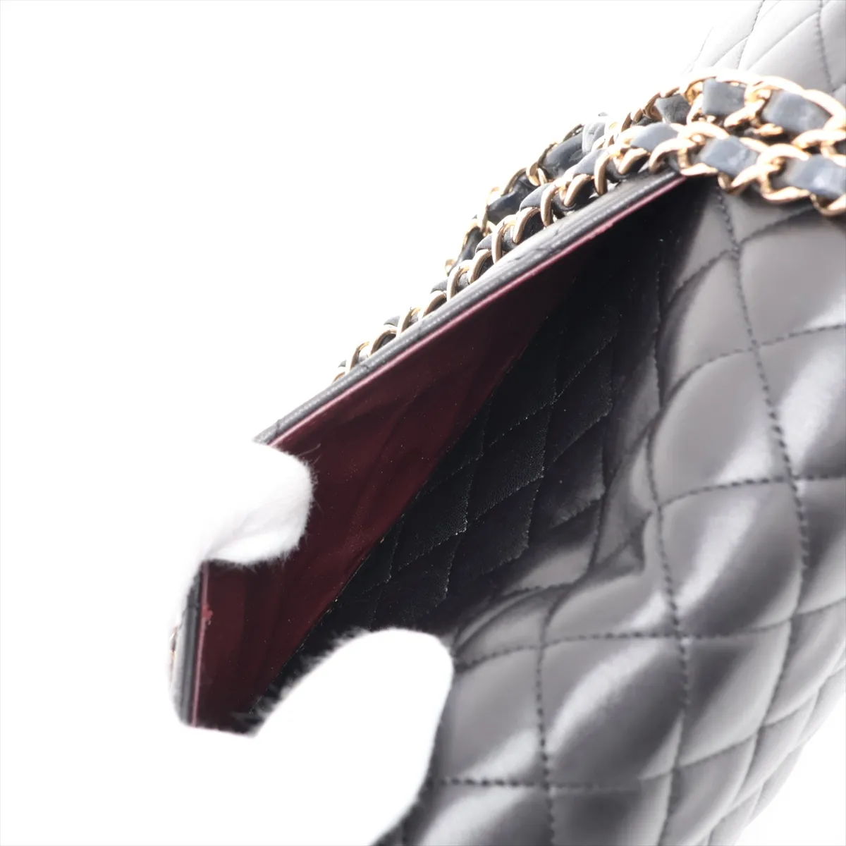 [Individually packaged] Chanel Matelassé 25 Lambskin Double Flap Double Chain Bag, Black with Gold Hardware, 14425099, Series 14, A01112 — view 9