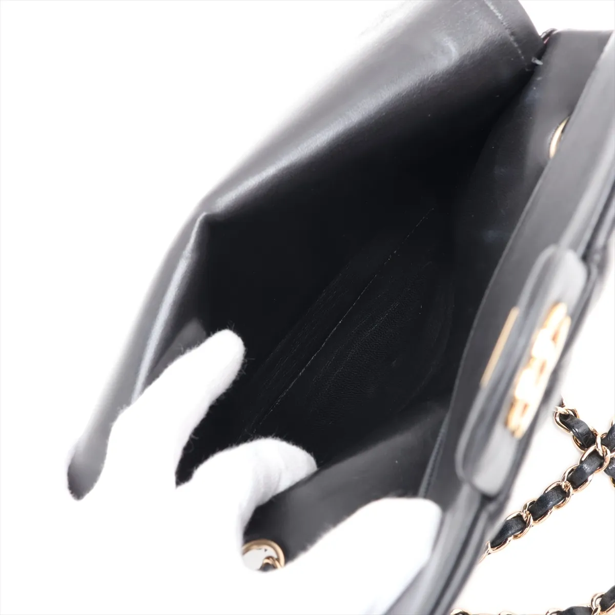 [Individually packaged] Chanel Matelassé 25 Lambskin Double Flap Double Chain Bag, Black with Gold Hardware, 14425099, Series 14, A01112 — view 10