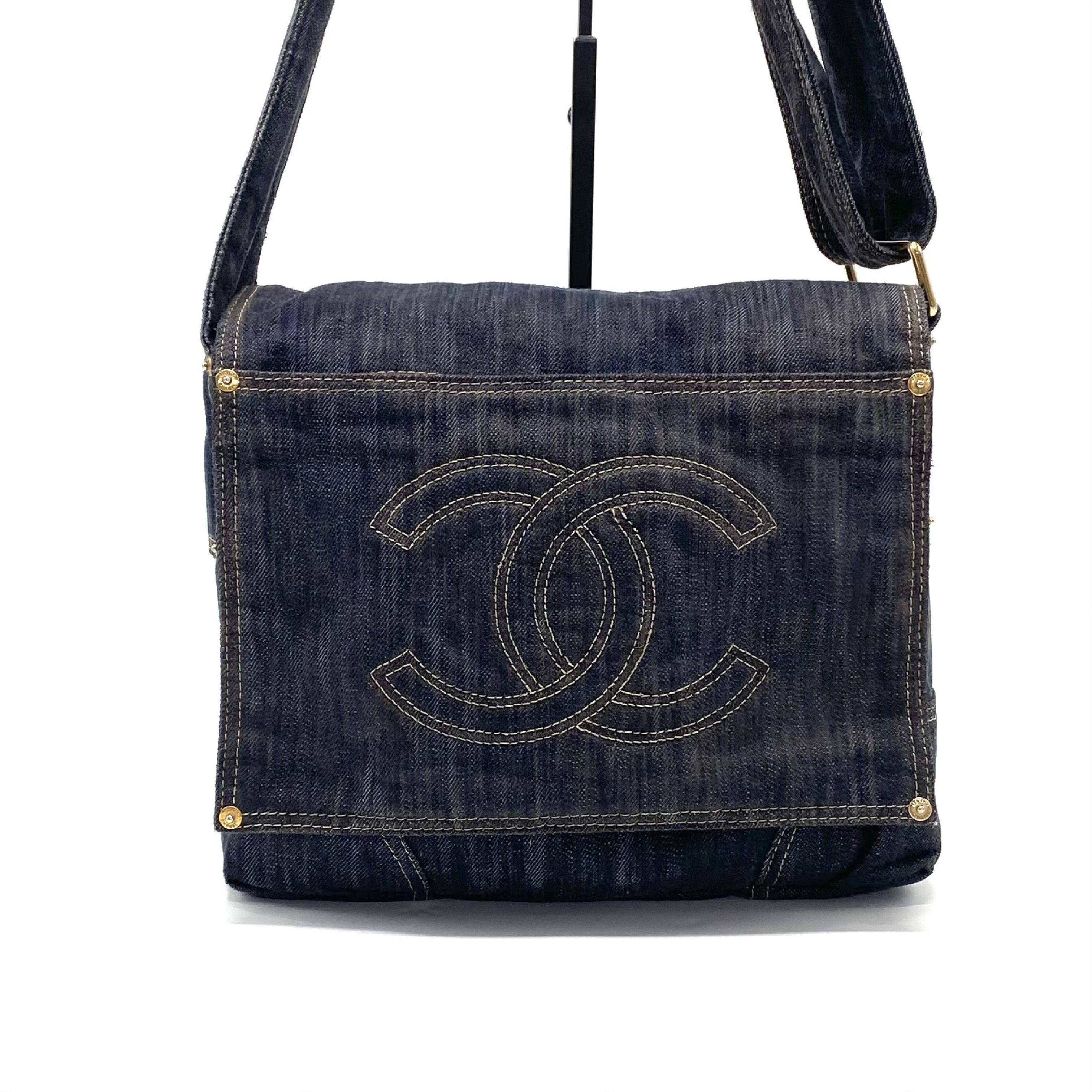 Sparkling Coco Mark Denim Shoulder Bag — view 2