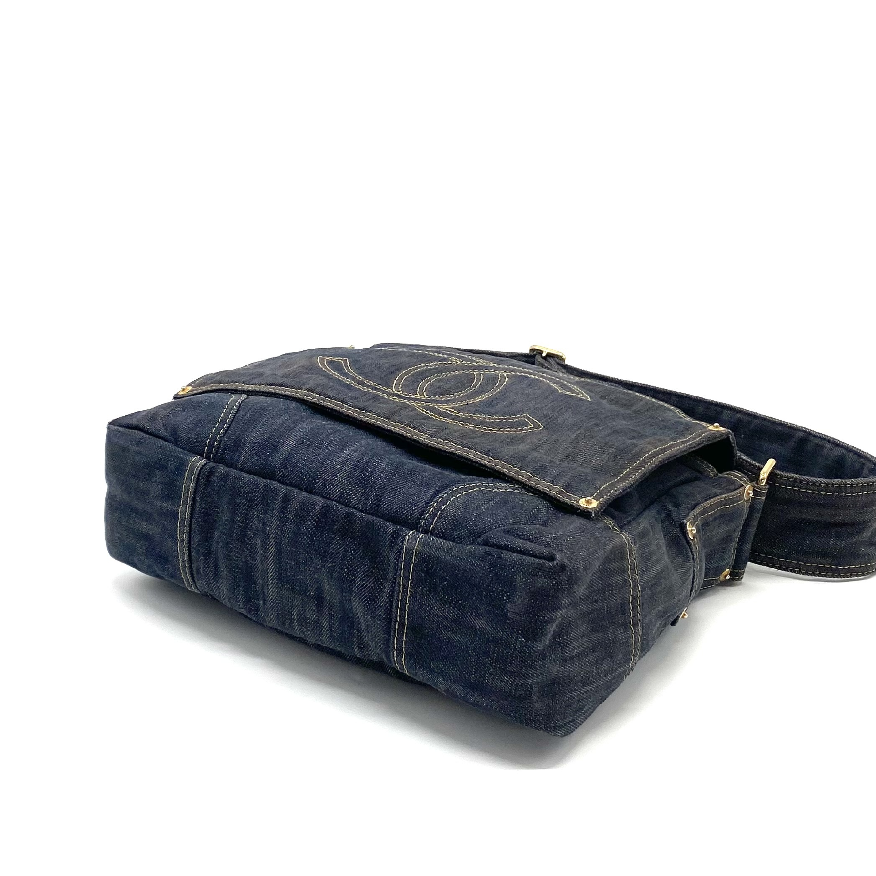 Sparkling Coco Mark Denim Shoulder Bag — view 5