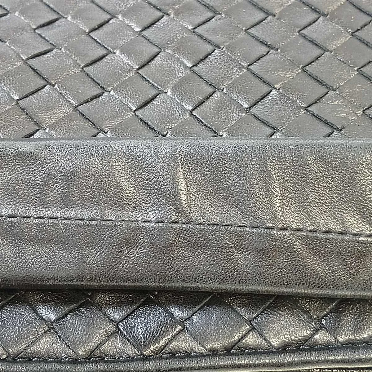 Intrecciato Leather Shoulder Bag, Black — view 12