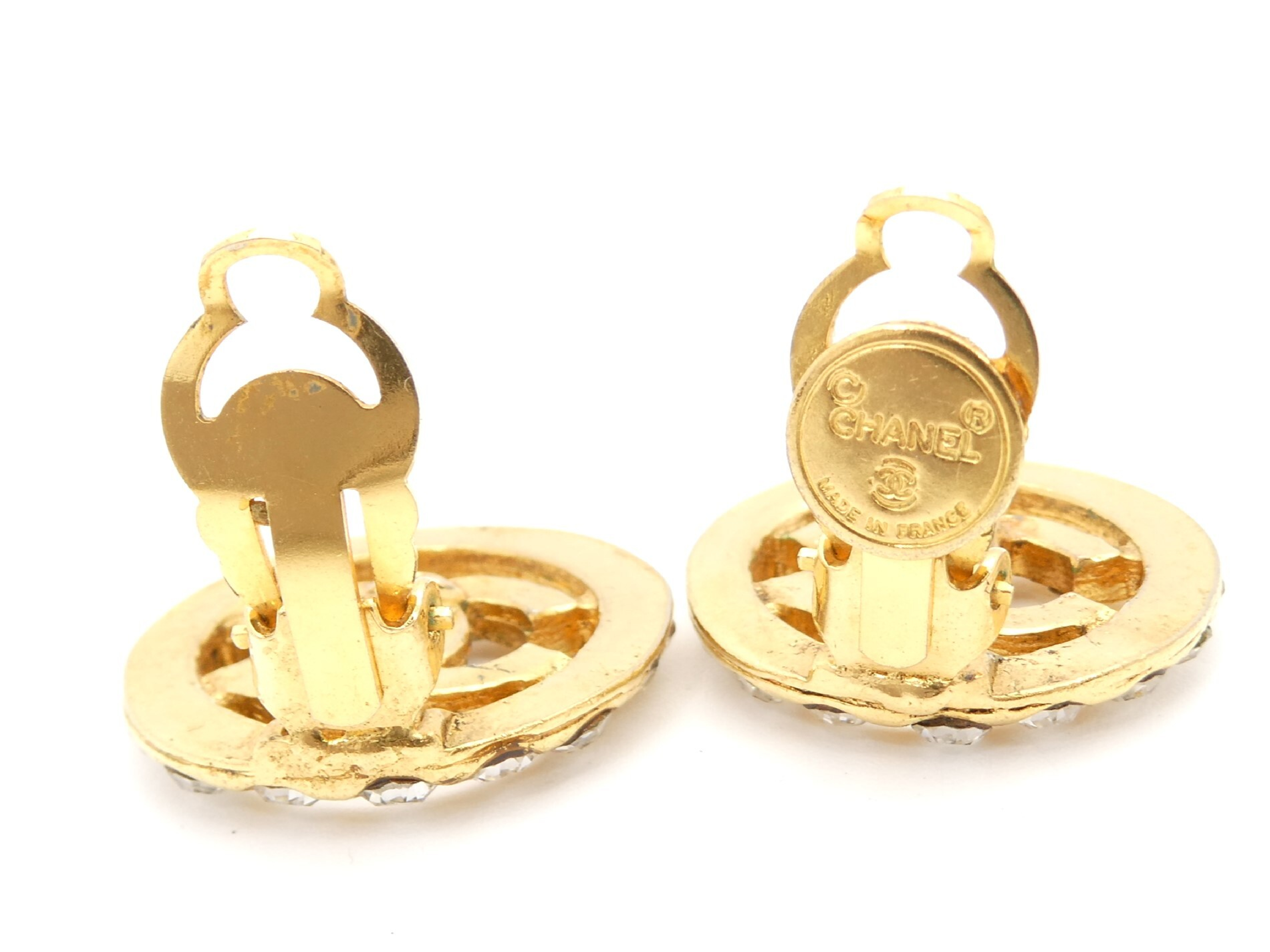 Coco Mark Gold Round Rhinestone Earrings — view 5