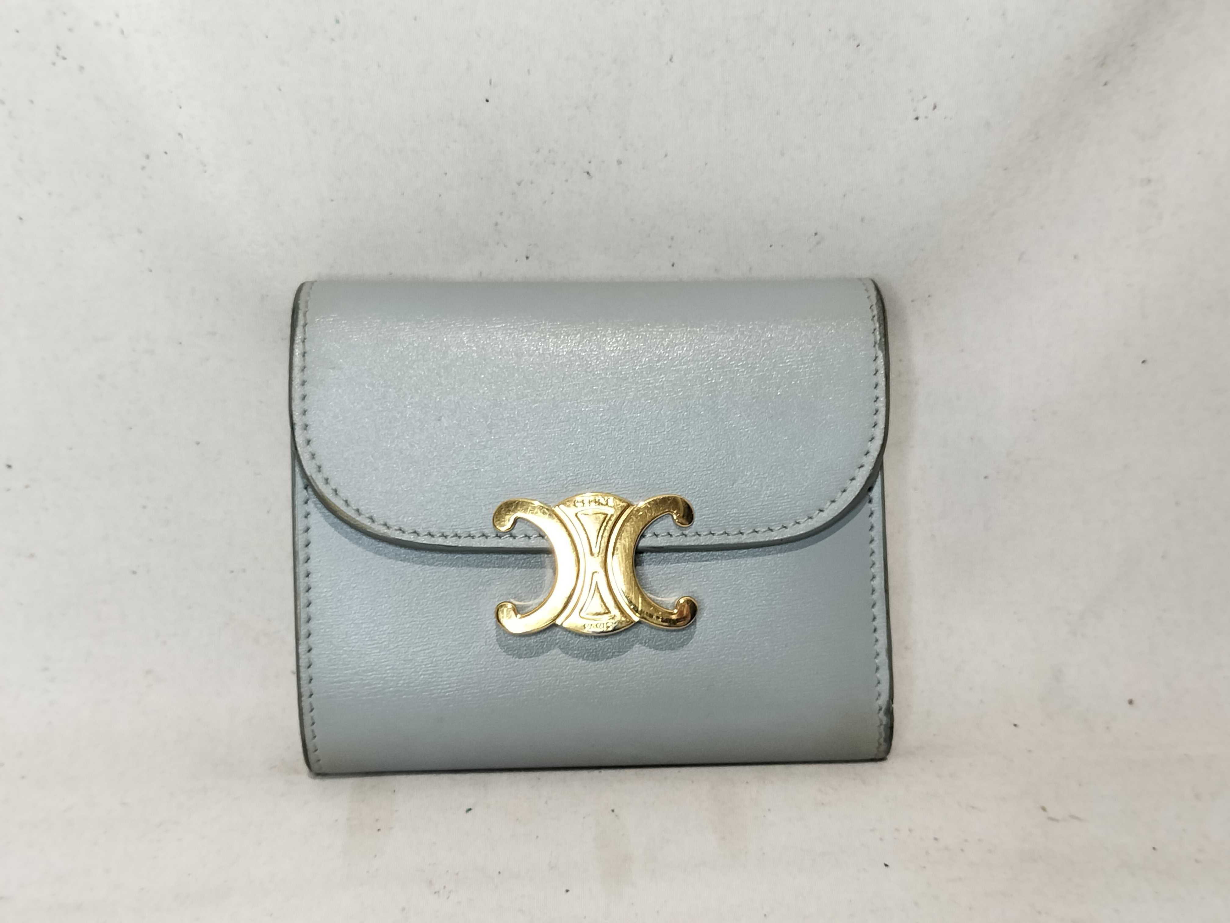 Triomphe Trifold Wallet, Light Blue