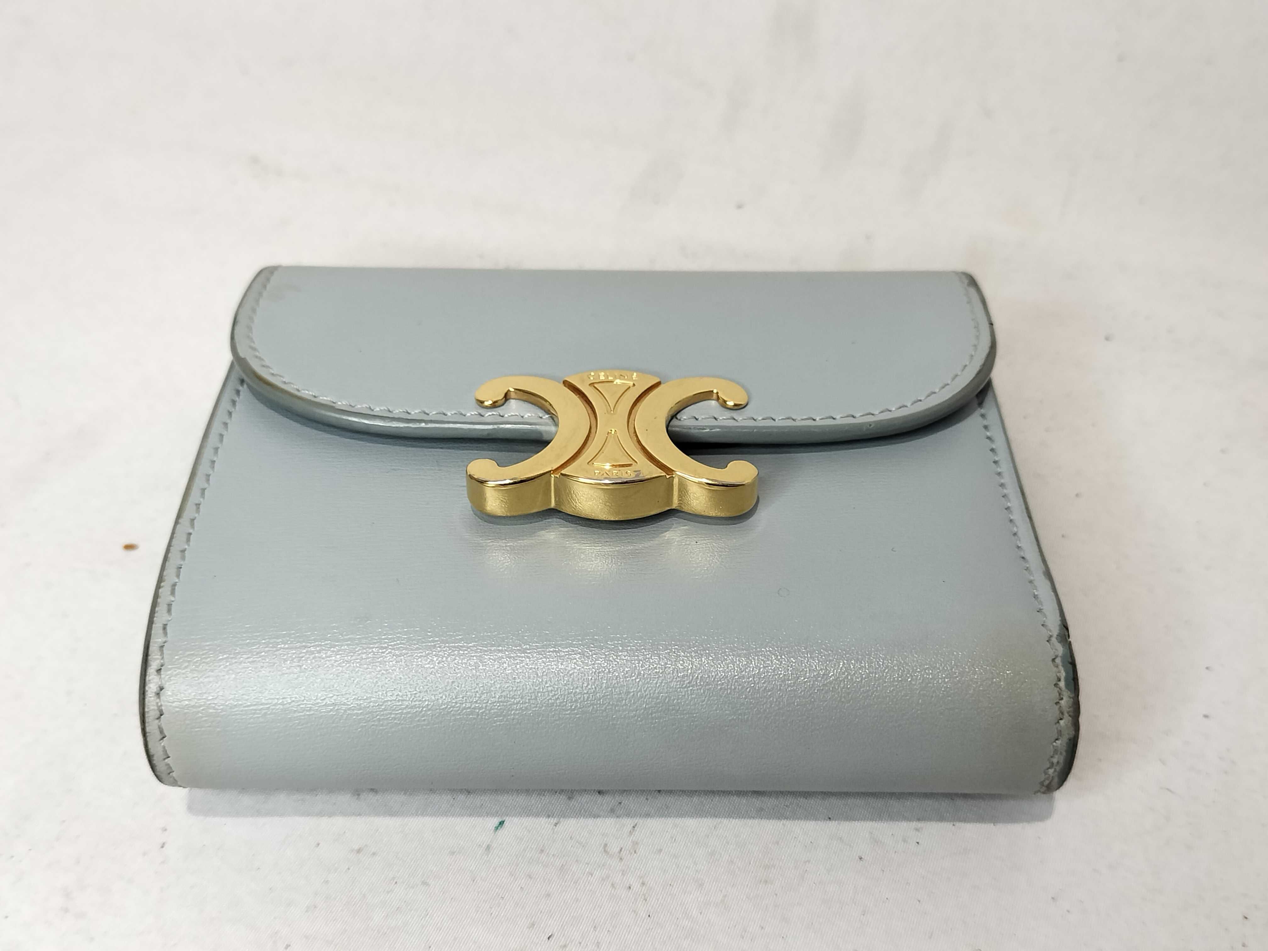 Triomphe Trifold Wallet, Light Blue — view 4
