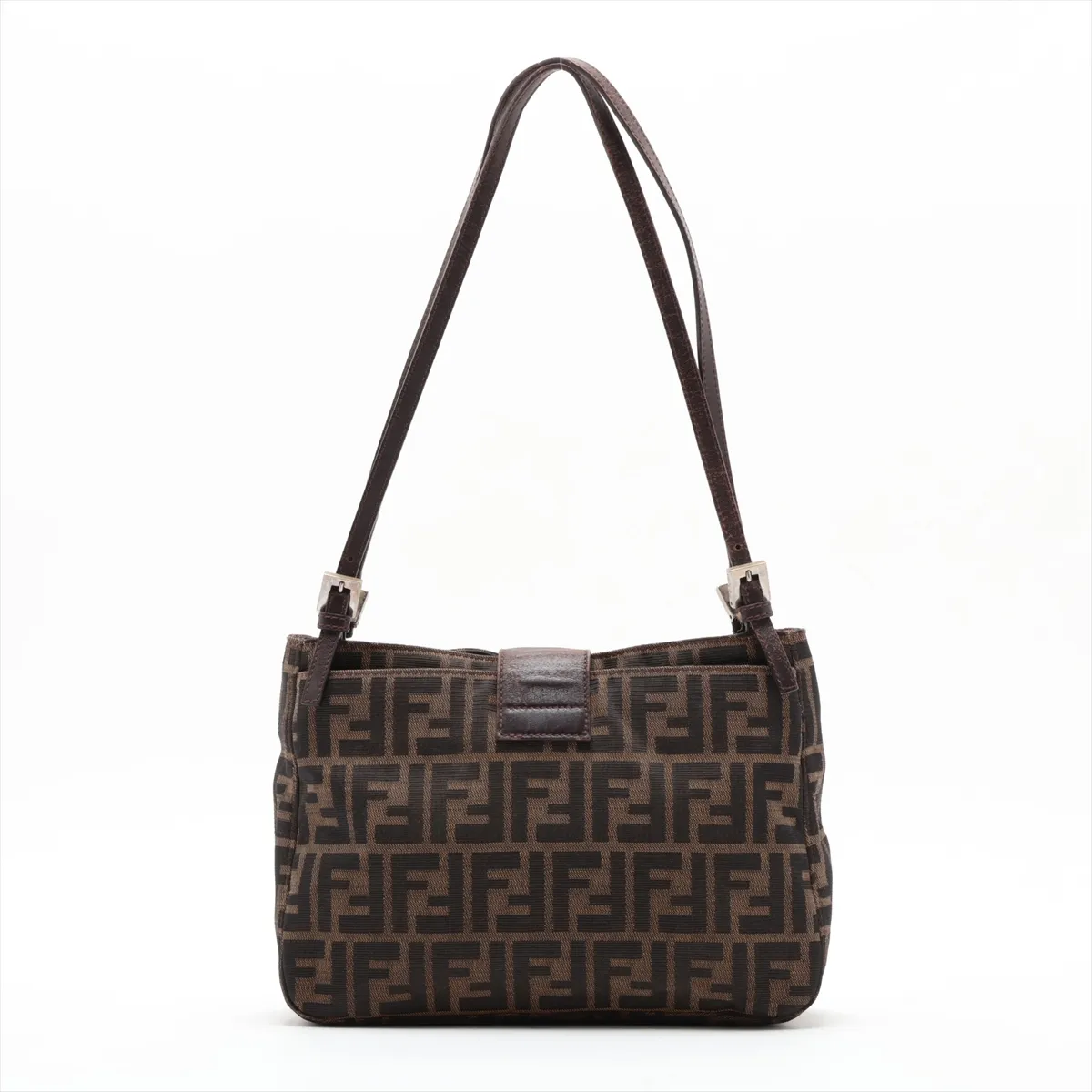 Zucca Canvas x Leather Shoulder Bag, Brown — view 2