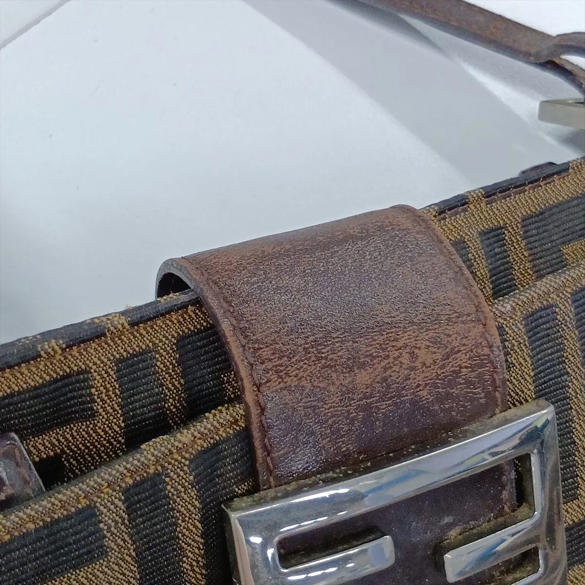Zucca Canvas x Leather Shoulder Bag, Brown — view 11