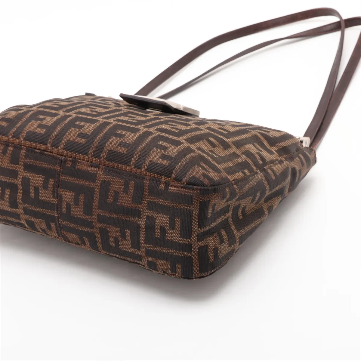 Zucca Canvas x Leather Shoulder Bag, Brown — view 3
