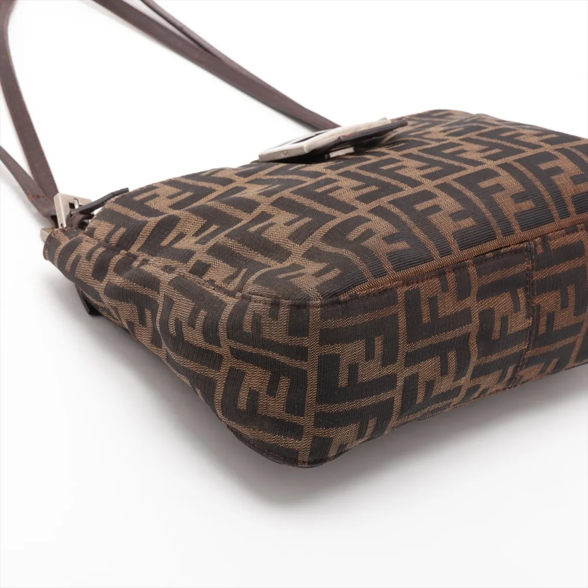 Zucca Canvas x Leather Shoulder Bag, Brown — view 4