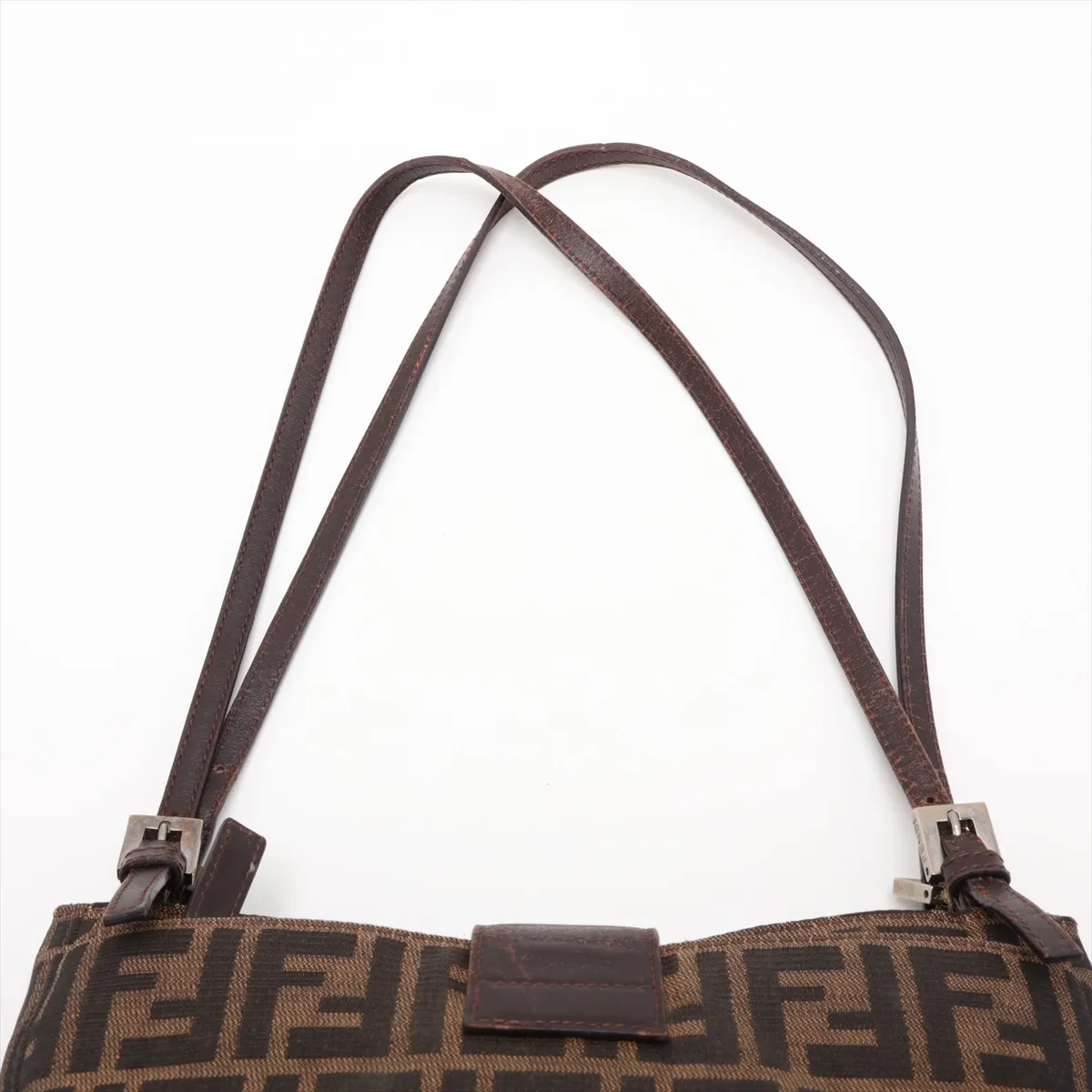 Zucca Canvas x Leather Shoulder Bag, Brown — view 6