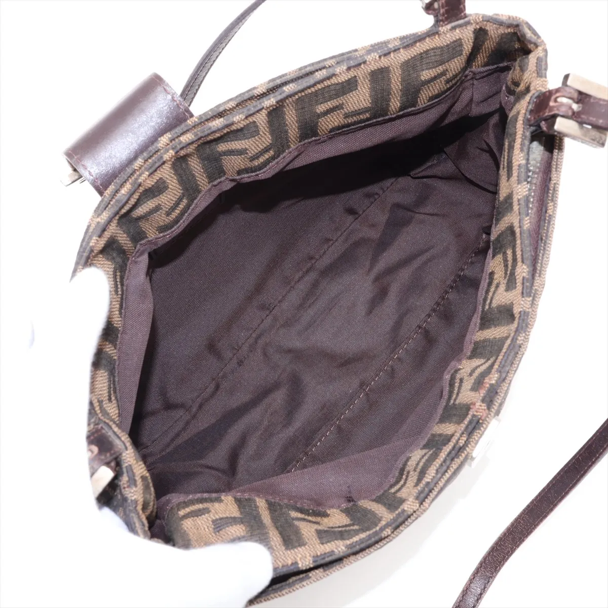 Zucca Canvas x Leather Shoulder Bag, Brown — view 7