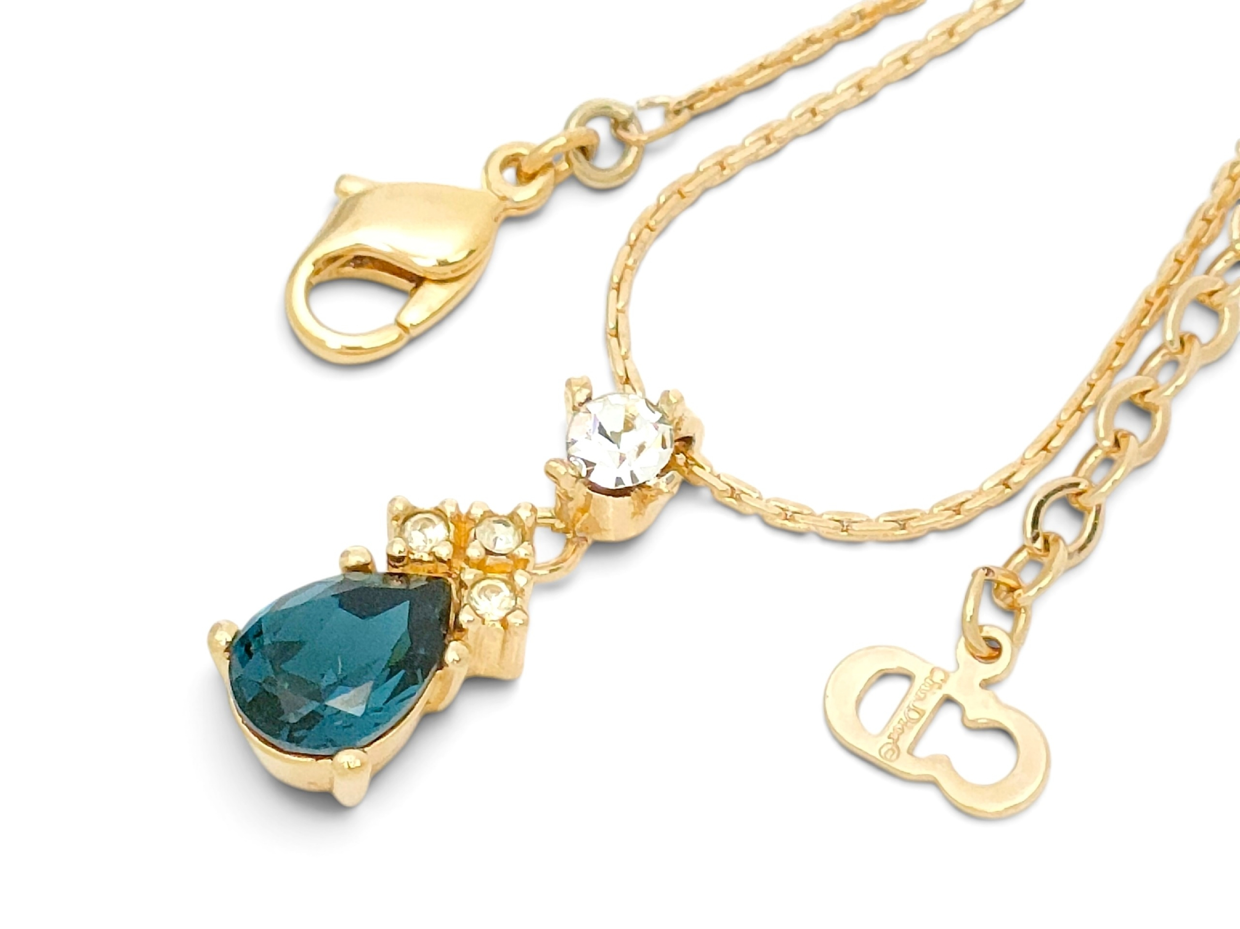 Christian Gold & Bluestone Pendant Necklace, 5.77g — view 7