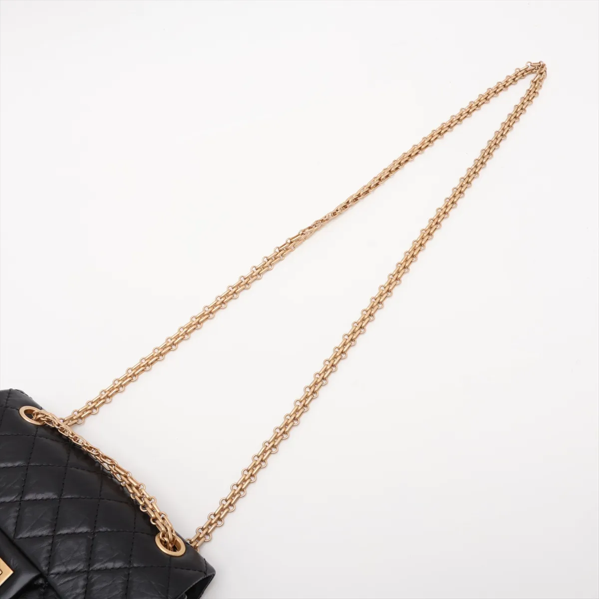 Matelassé 2.55 Mini Vintage Calf Single Flap Double Chain Bag, Black with Gold Hardware, N6A78548, Random Plate, AS0874 — view 5