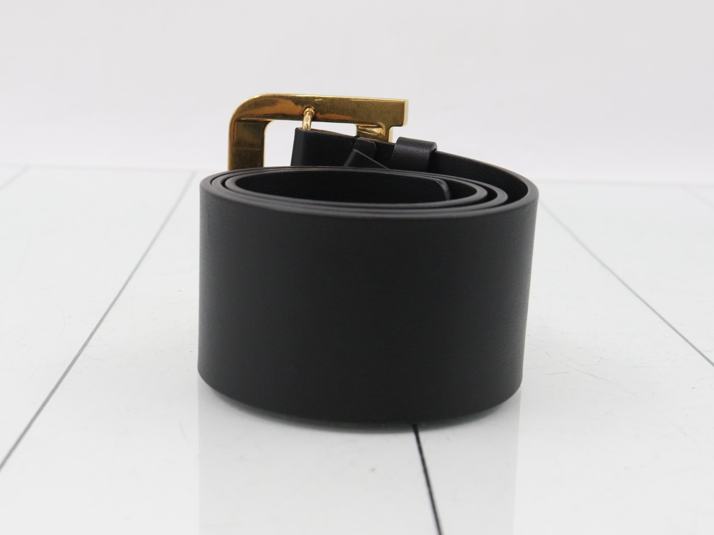 D-buckle belt, leather, black, 70cm — view 2