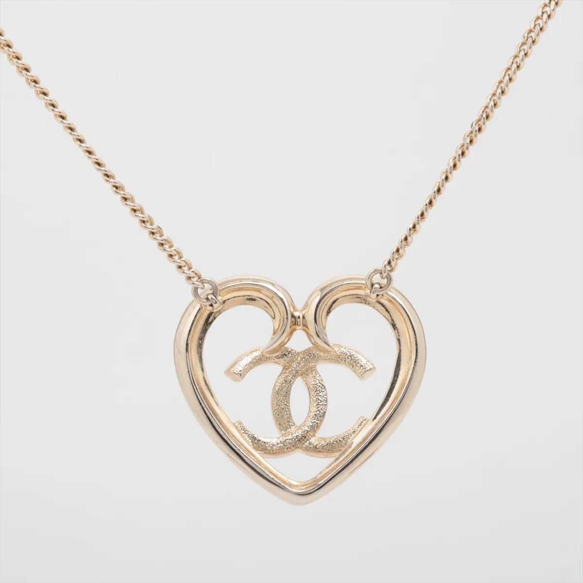 Coco Mark Heart B22K Necklace GP x Rhinestone Gold — view 2
