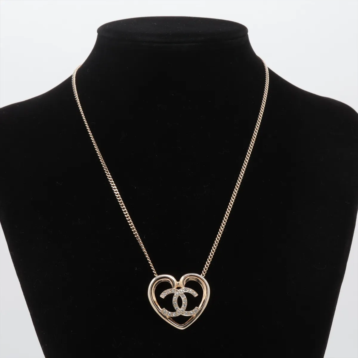 Coco Mark Heart B22K Necklace GP x Rhinestone Gold — view 5