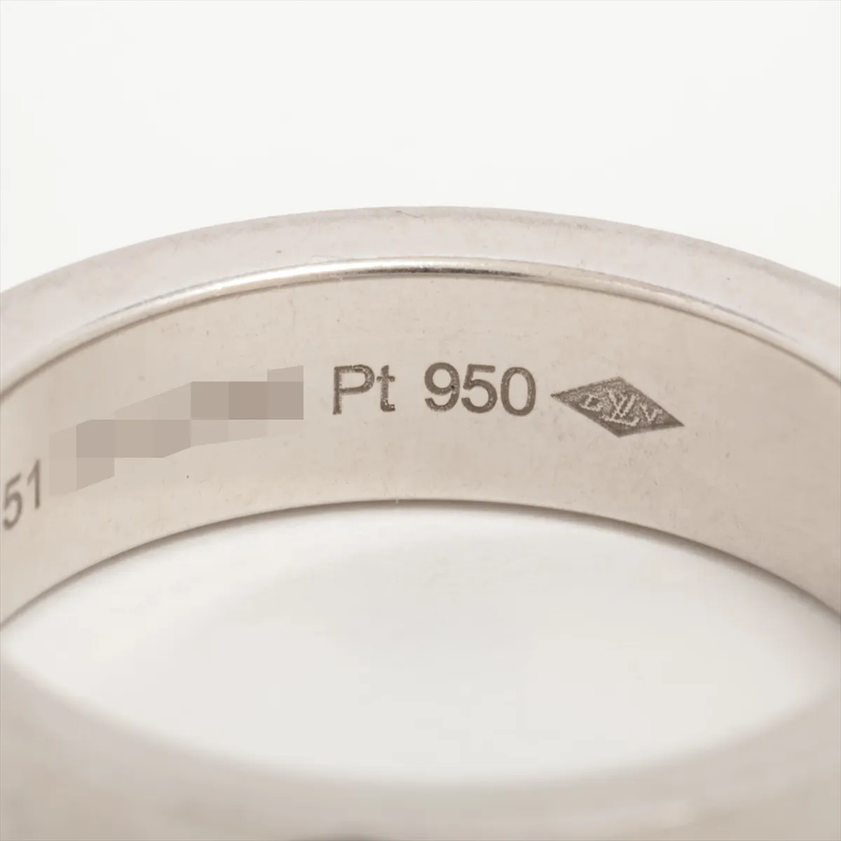 Petit Berg Empreinte 1P Diamond Ring Pt950 9.4g 51 WFA395 Hallmark Fainted Damage — view 4