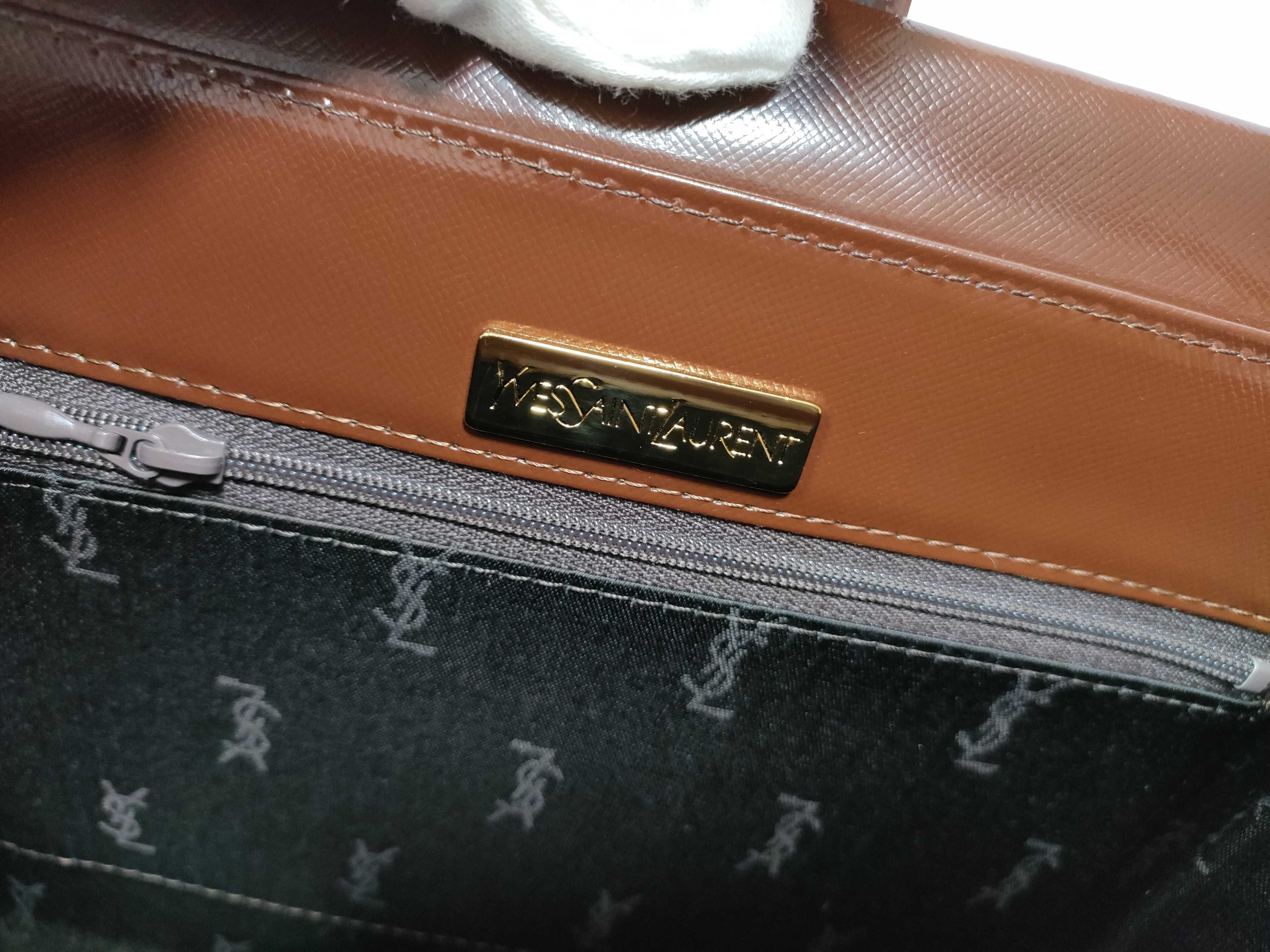 Glossy Leather Brown Gold Hardware One-Shoulder Bag — view 13