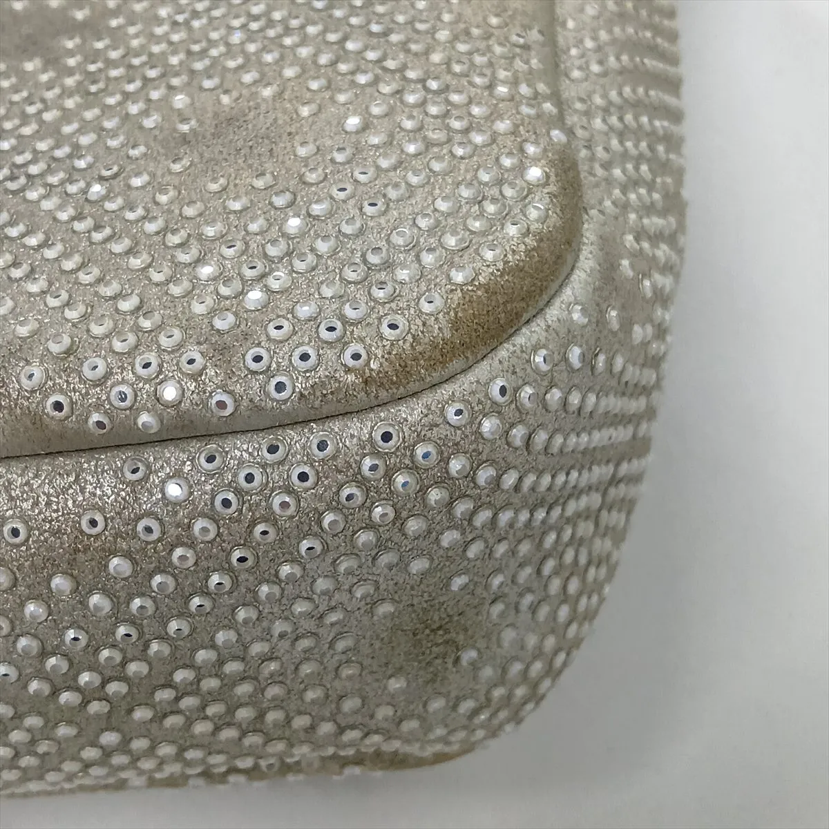 Coco Mark Leather x Rhinestone Single Flap Double Chain Bag, Rhinestone, Gray, Silver Hardware, 17766749, Serial Number 17 — view 14