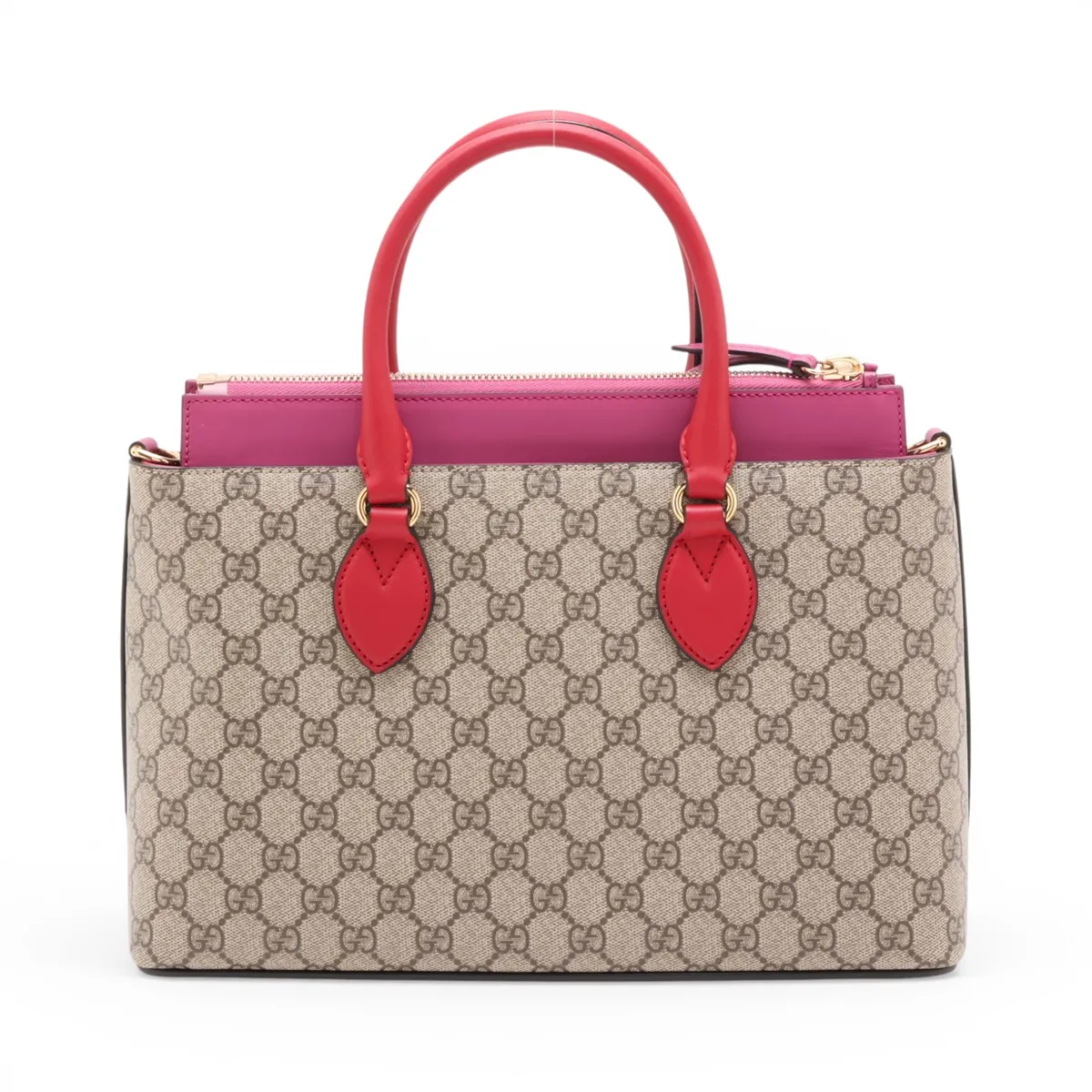 GG Supreme PVC x Leather 2-Way Handbag, Pink x Beige, 409534 — view 2