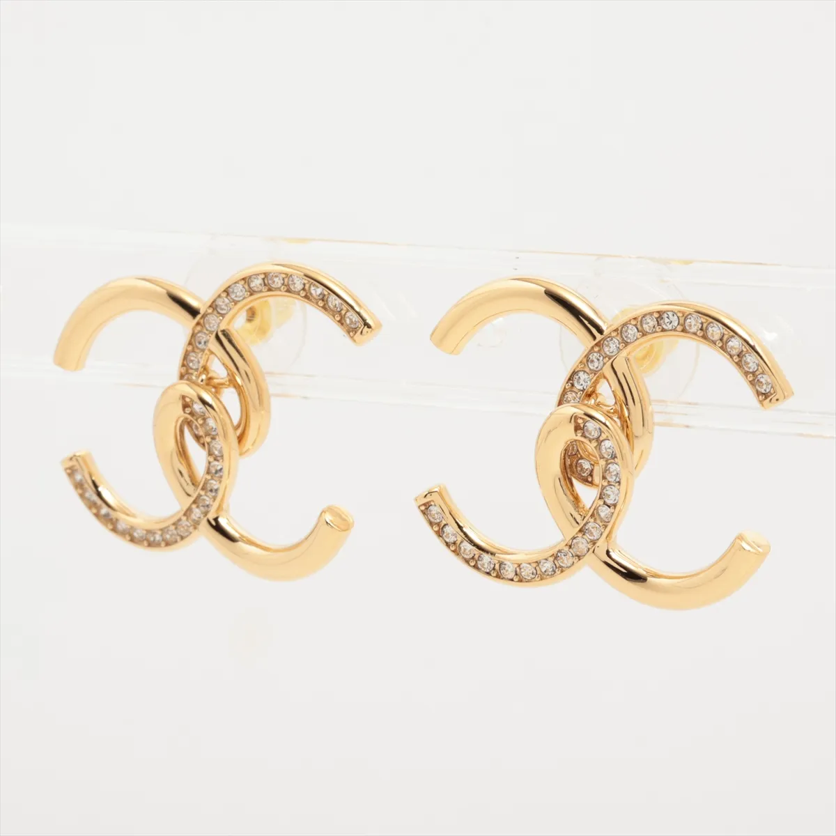 Coco Mark B26B Earrings (Pair) GP x Rhinestone Gold, — view 3