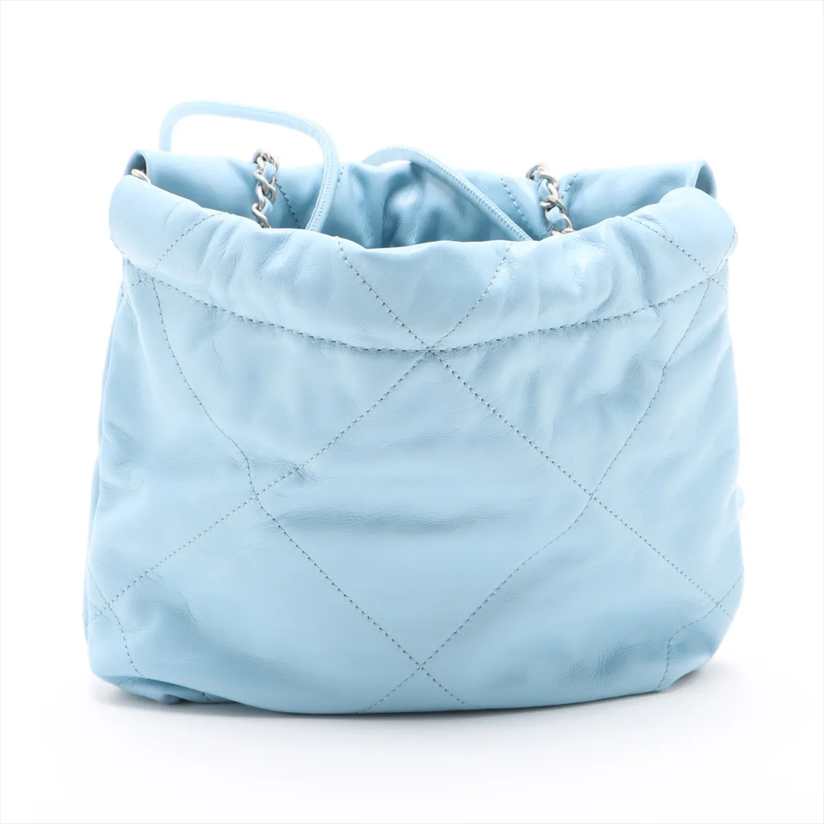 22 Mini Shiny Calfskin 2WAY Shoulder Bag Blue Silver Hardware PL4G217A Random Plate — view 2