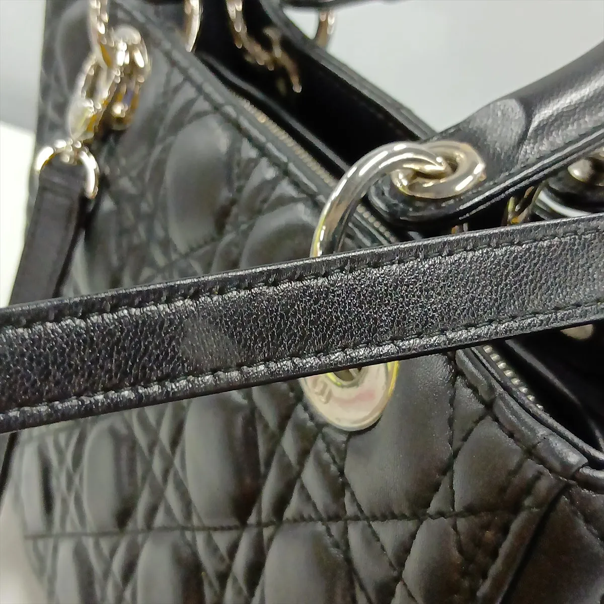 Cannage Lady Dior Leather 2-Way Handbag, Black — view 13