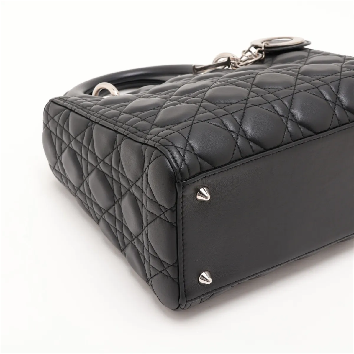 Cannage Lady Dior Leather 2-Way Handbag, Black — view 4