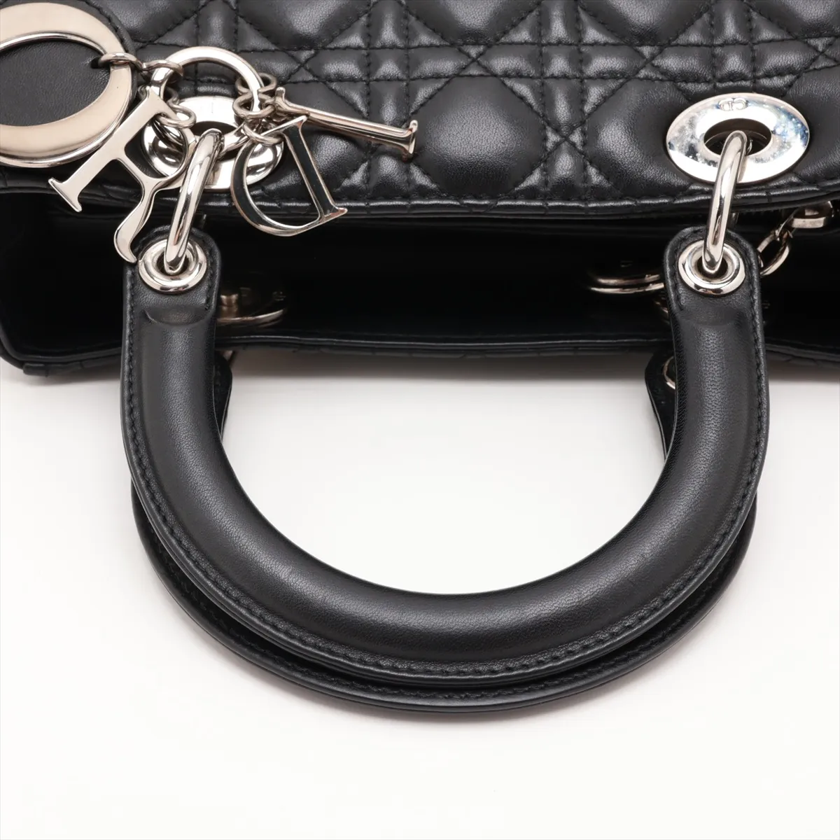 Cannage Lady Dior Leather 2-Way Handbag, Black — view 5