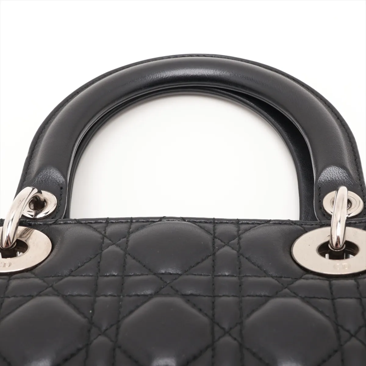 Cannage Lady Dior Leather 2-Way Handbag, Black — view 6