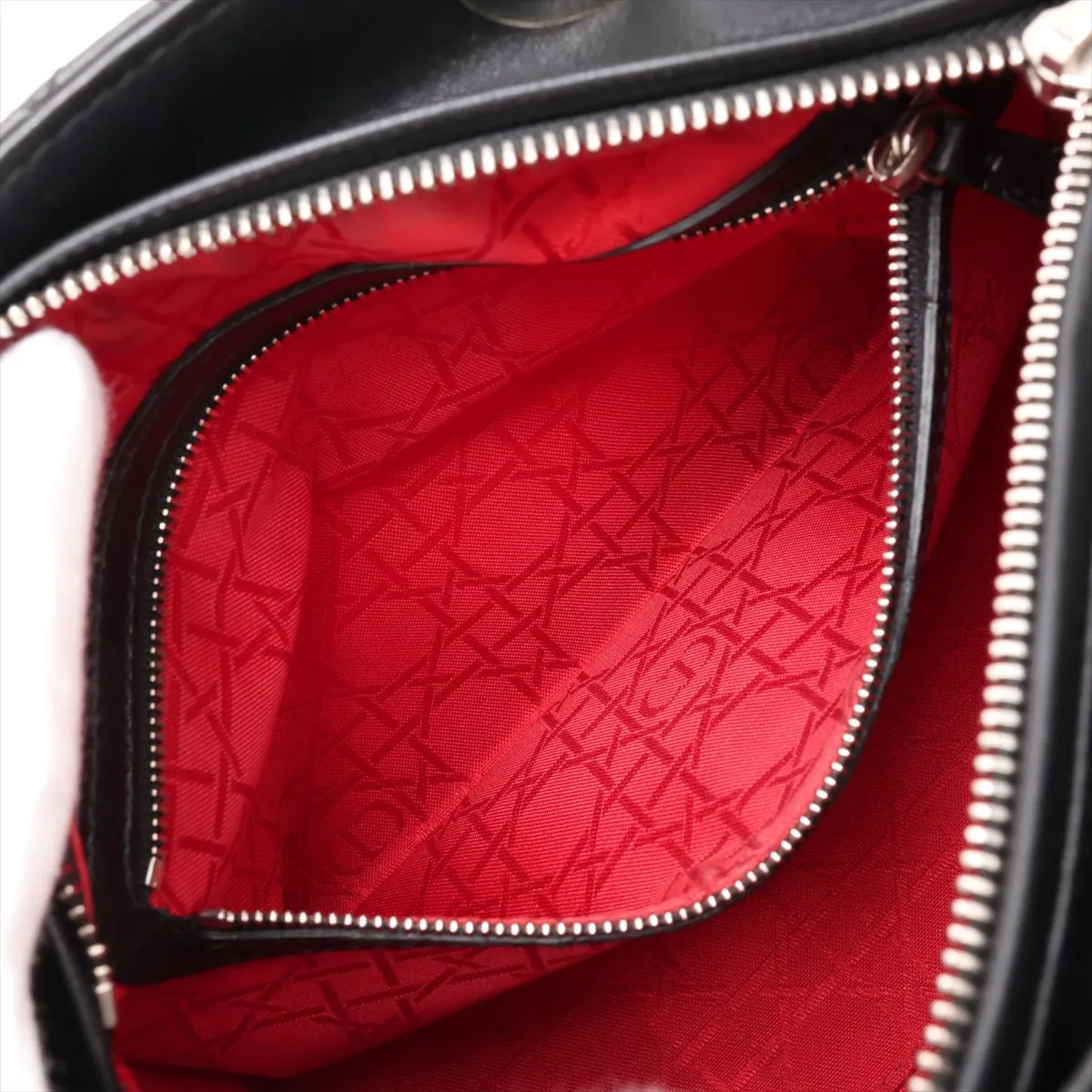 Cannage Lady Dior Leather 2-Way Handbag, Black — view 9