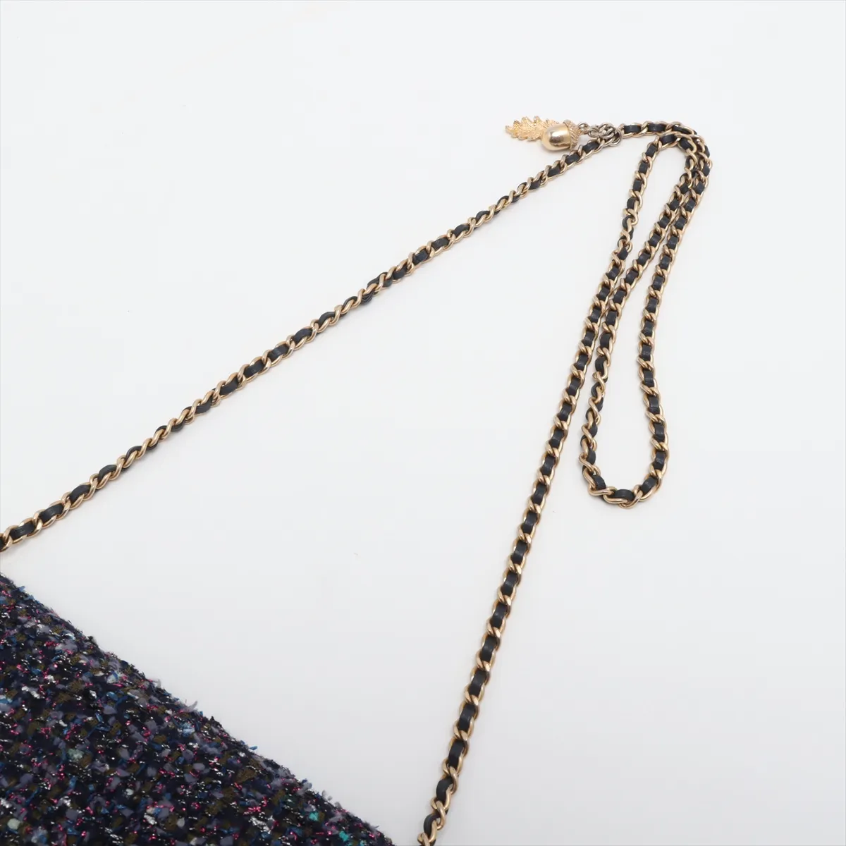 Matelasse Tweed Chain Wallet Blue Gold Hardware 26708924 No. 26 — view 5