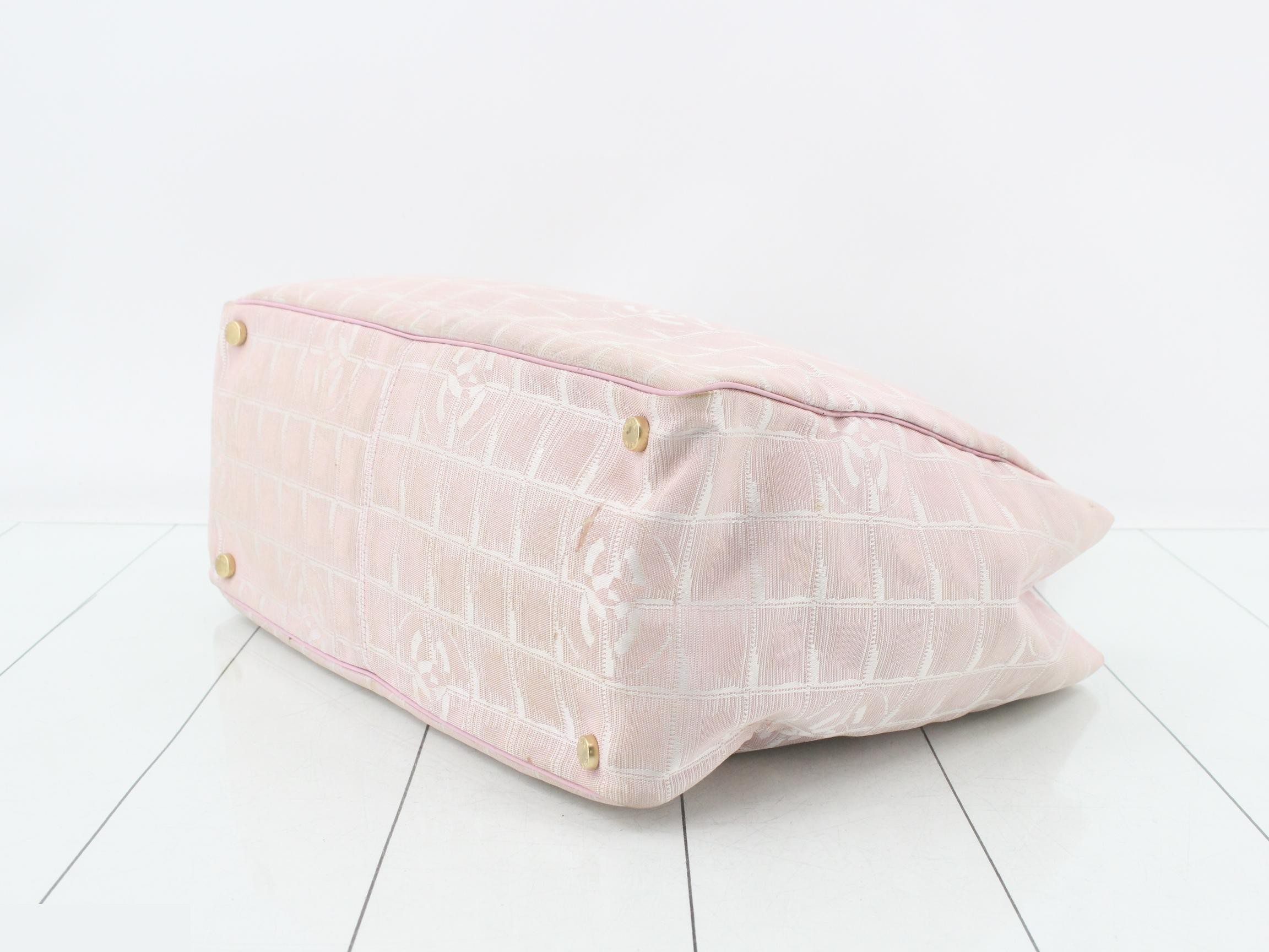 New Travel Line Nylon Tote Bag, Pink — view 6