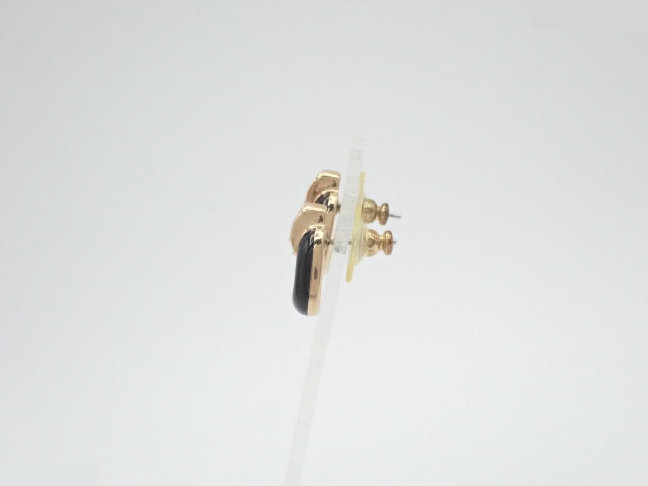 Rhinestone earrings, black/gold color — view 3