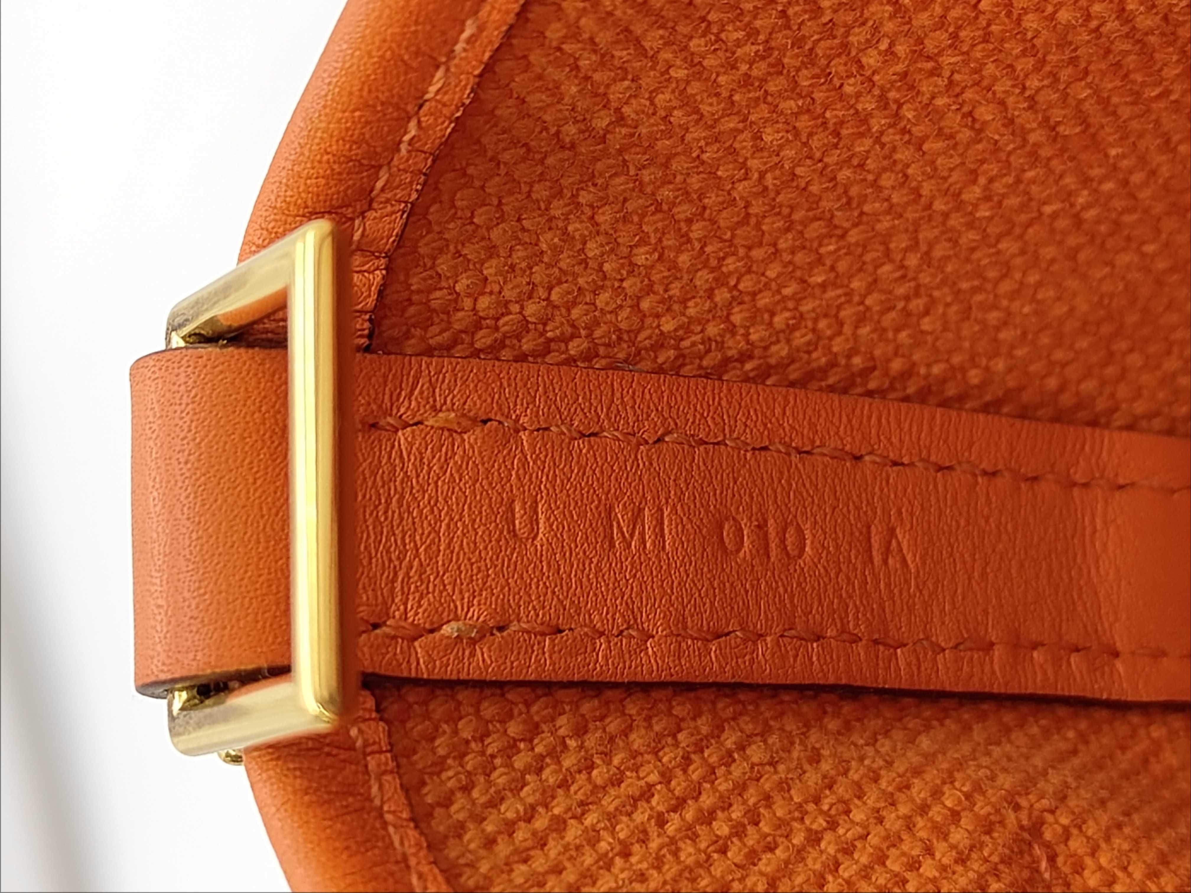 Picotin Lock PM Cargo Bag, U stamp, Orange, Gold hardware, Toile/Swift leather, Women's handbag — view 15