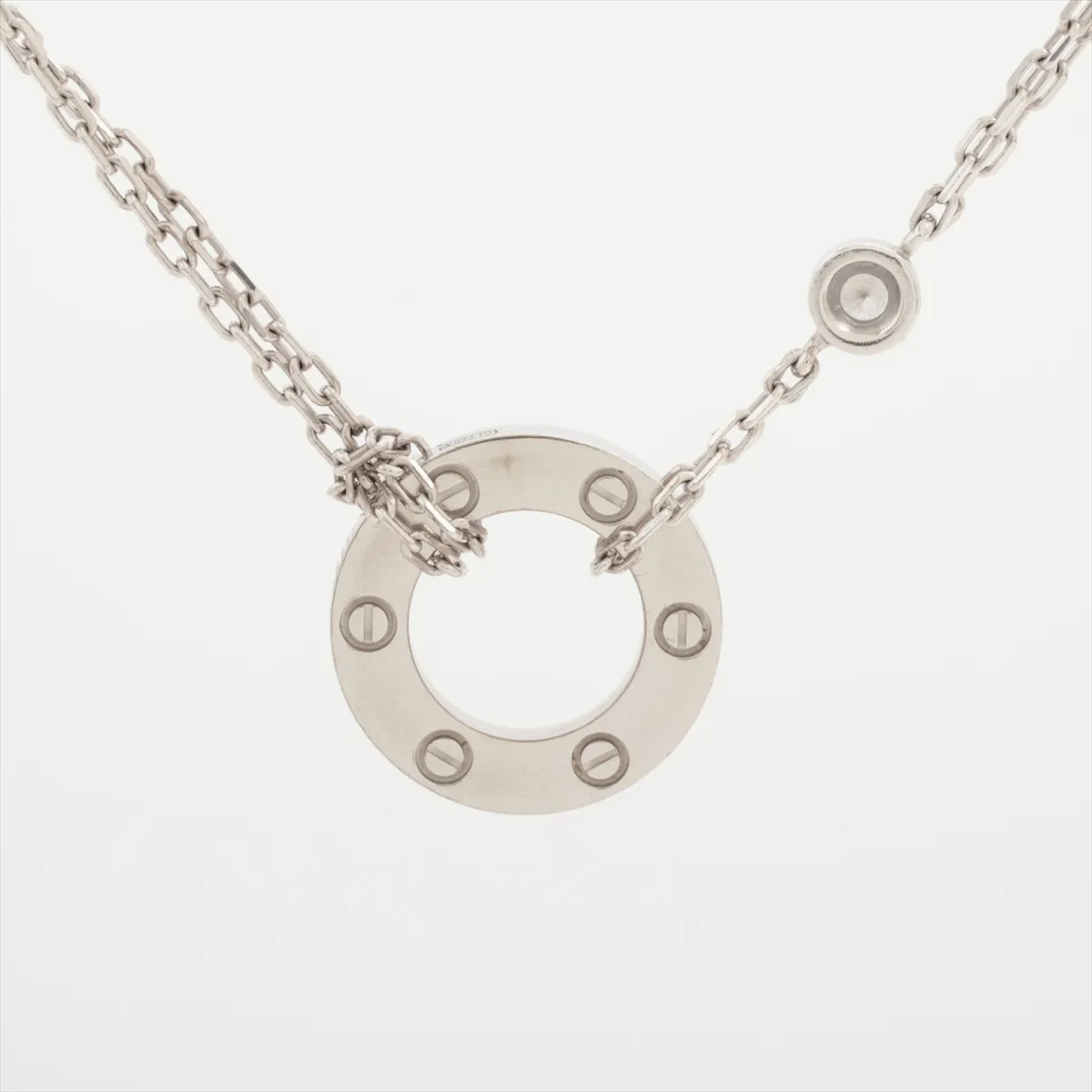 Love Circle 2P Diamond Necklace 750 (WG) 6.8g YV2518 (Dents on the pendant) — view 2