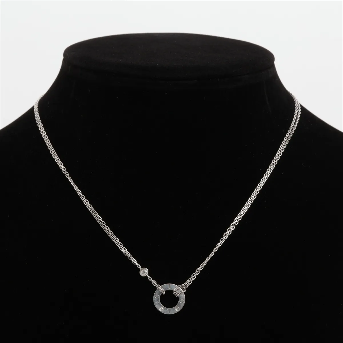 Love Circle 2P Diamond Necklace 750 (WG) 6.8g YV2518 (Dents on the pendant) — view 5