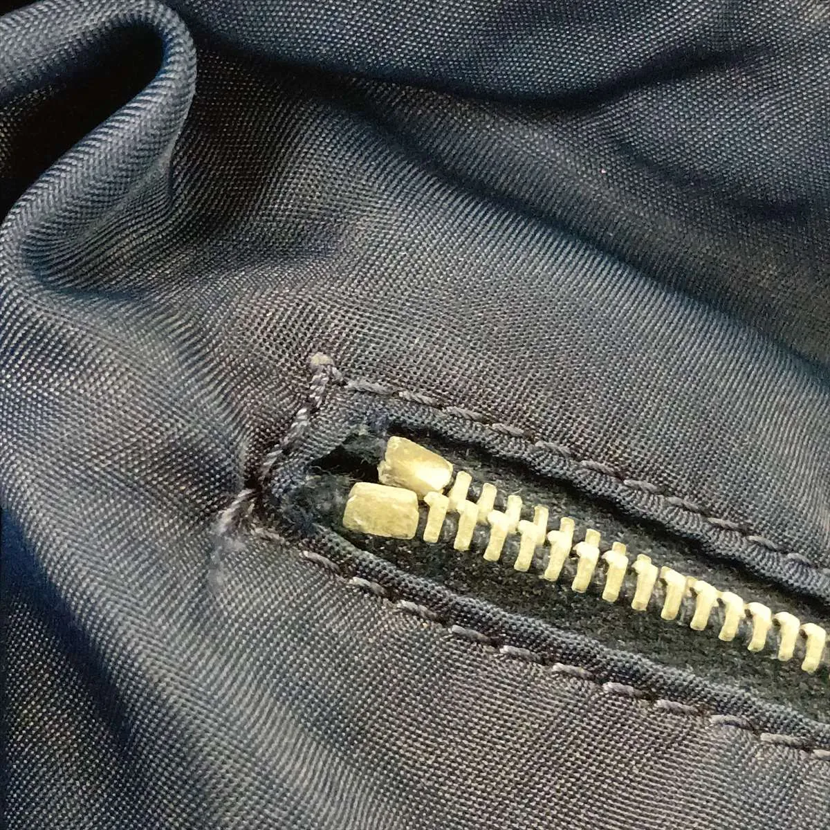 Trotter Canvas x Leather Shoulder Bag, Navy, without pull tab. — view 13