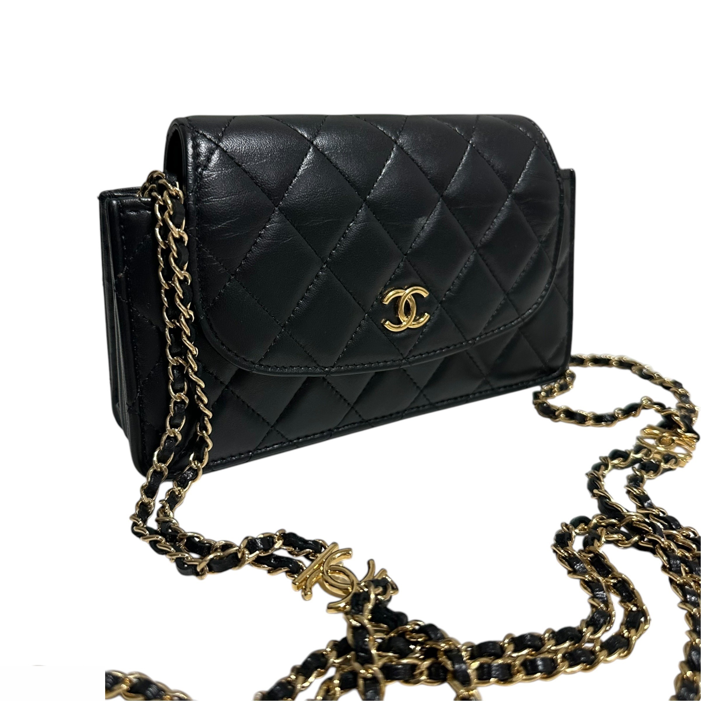Matelassé Lambskin Mini Chain Clutch Shoulder Bag AP2999 — view 2